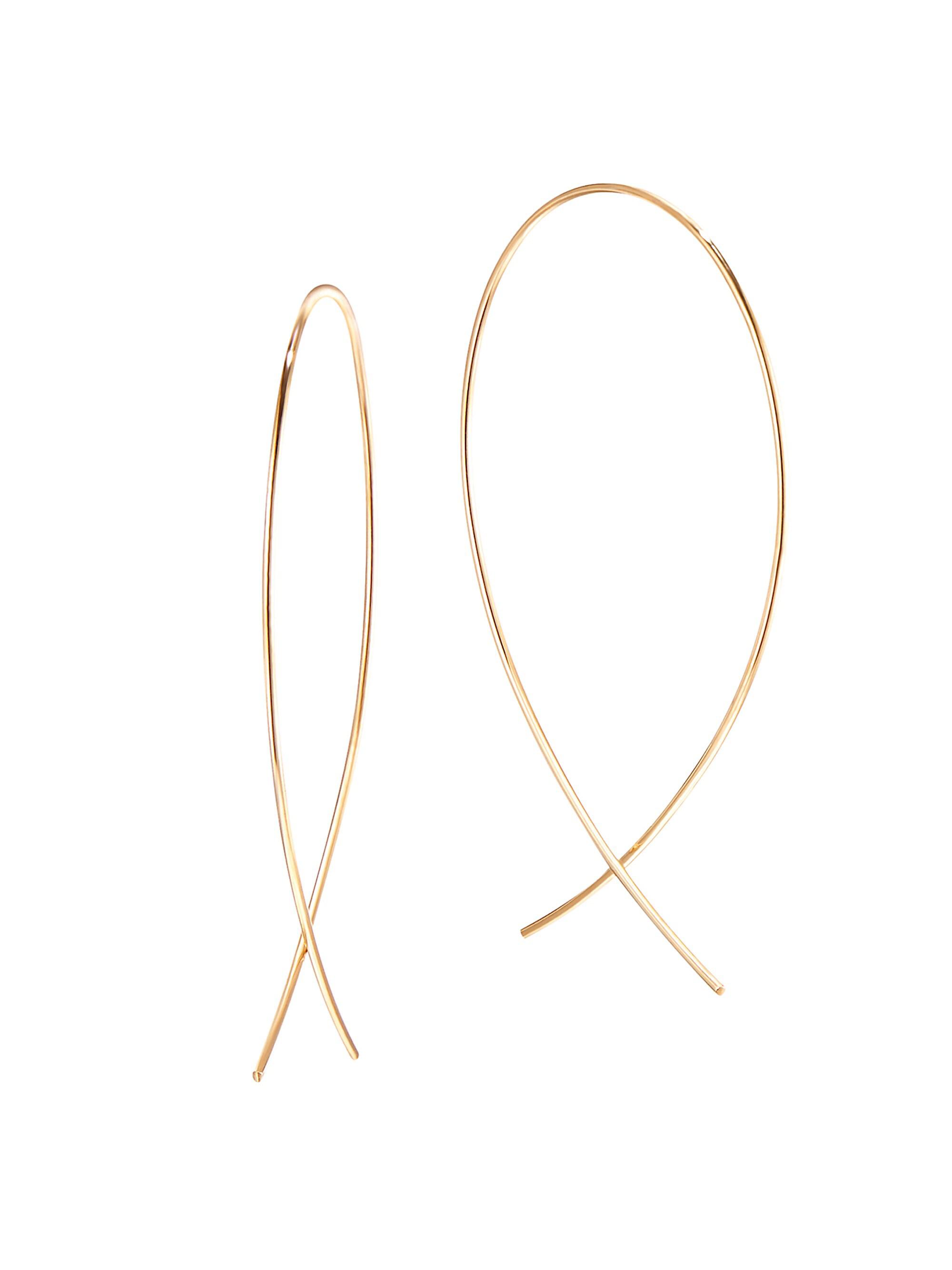 Lana Women's 14K Yellow Gold  Wire Upside Down Hoops