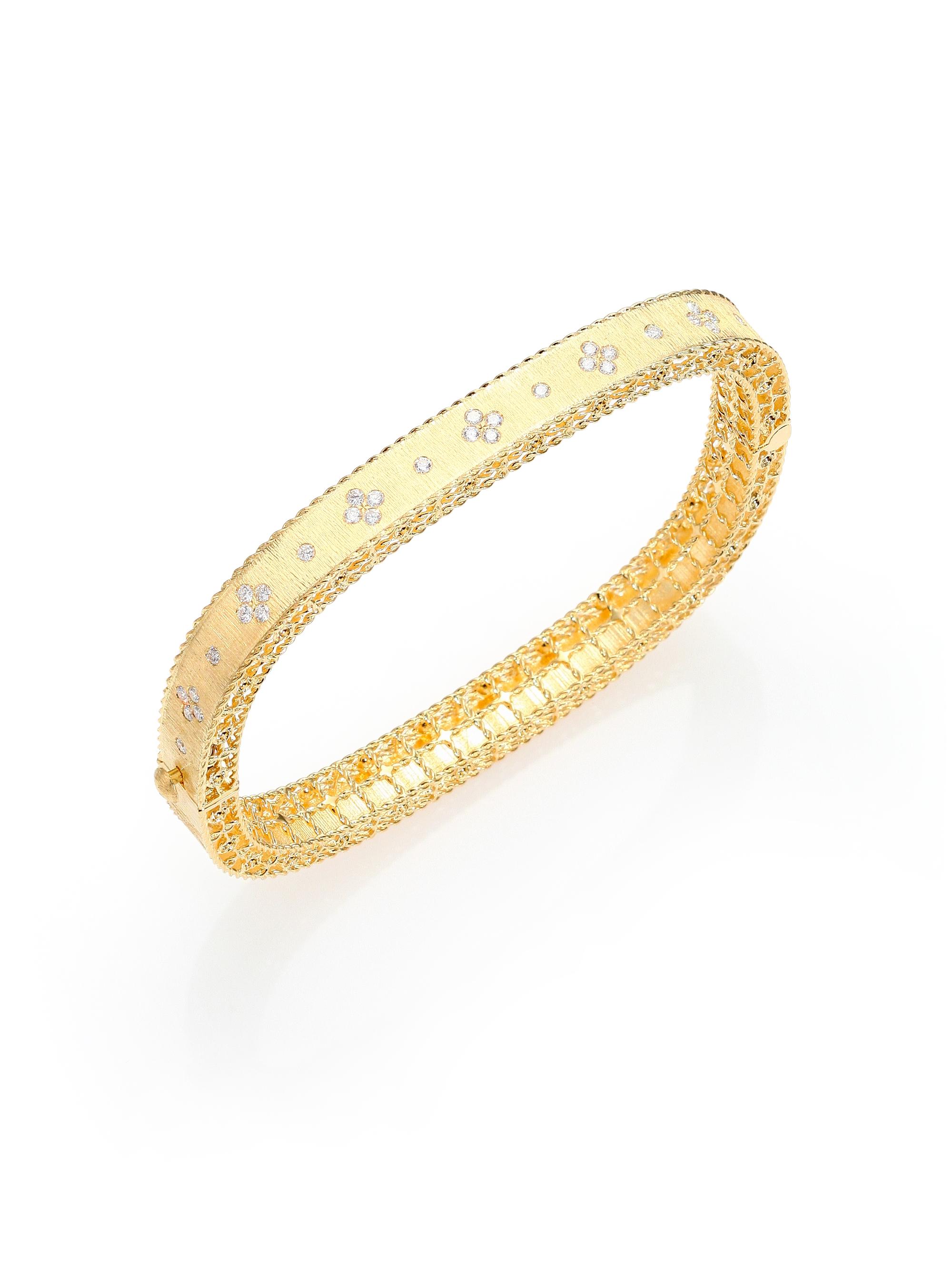 Roberto Coin Women's Princess 18K Yellow Gold & 0.48 TCW Diamond Square Bangle - Yellow Gold