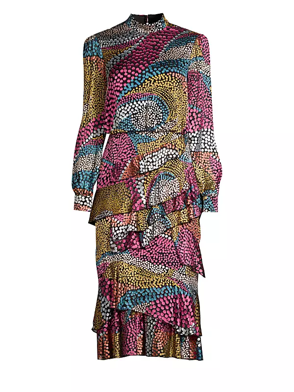 Isa Silk-Blend Printed Midi Dress