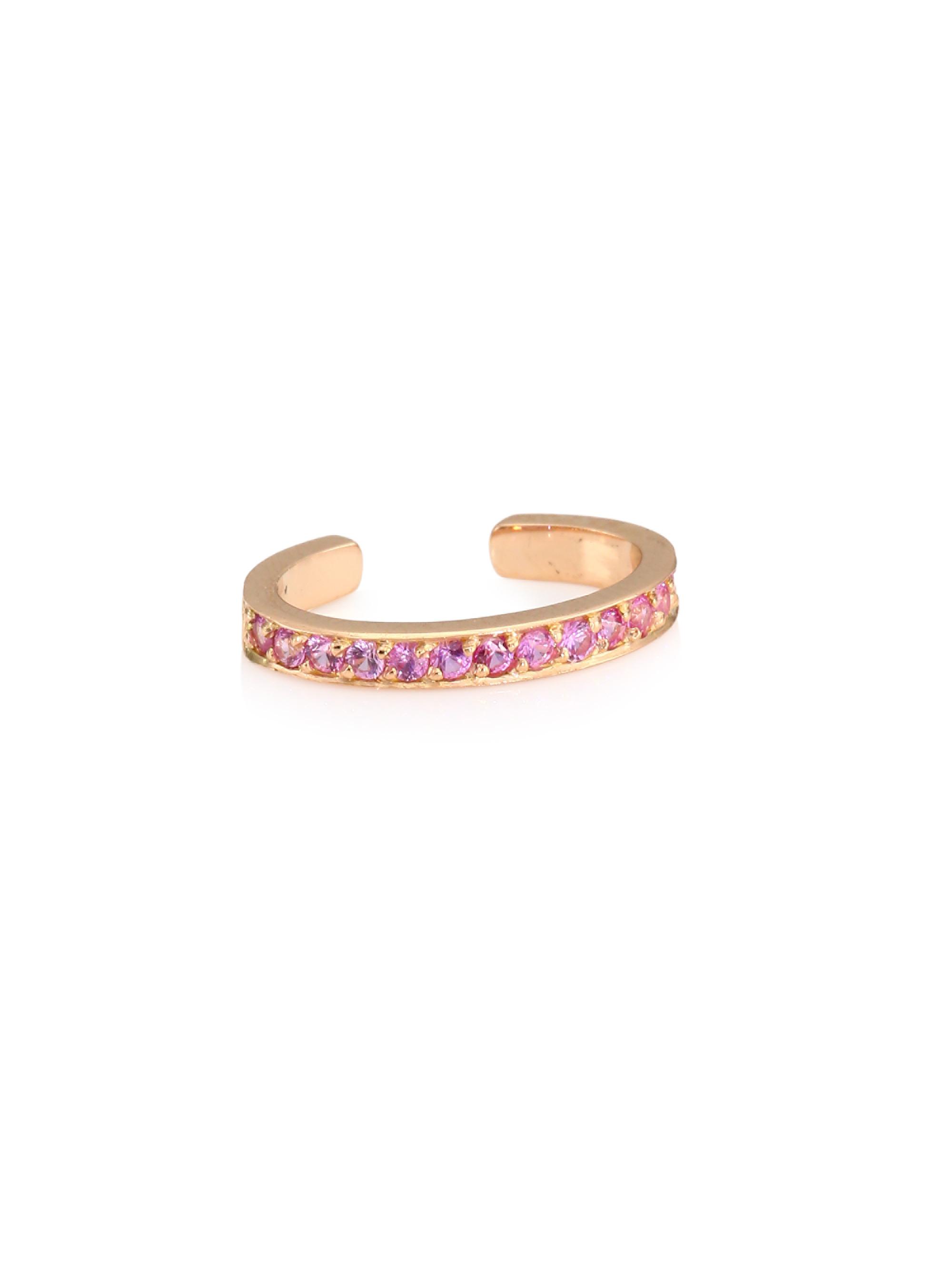 Anita Ko 18K Rose Gold Huggie Diamond Hoop Earrings - Pink