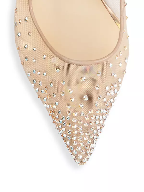Women's Shoes Paris Strass 100 Embellished Mesh Pumps Crystal Glitter Bling  Beige Strass Wedding Shoes