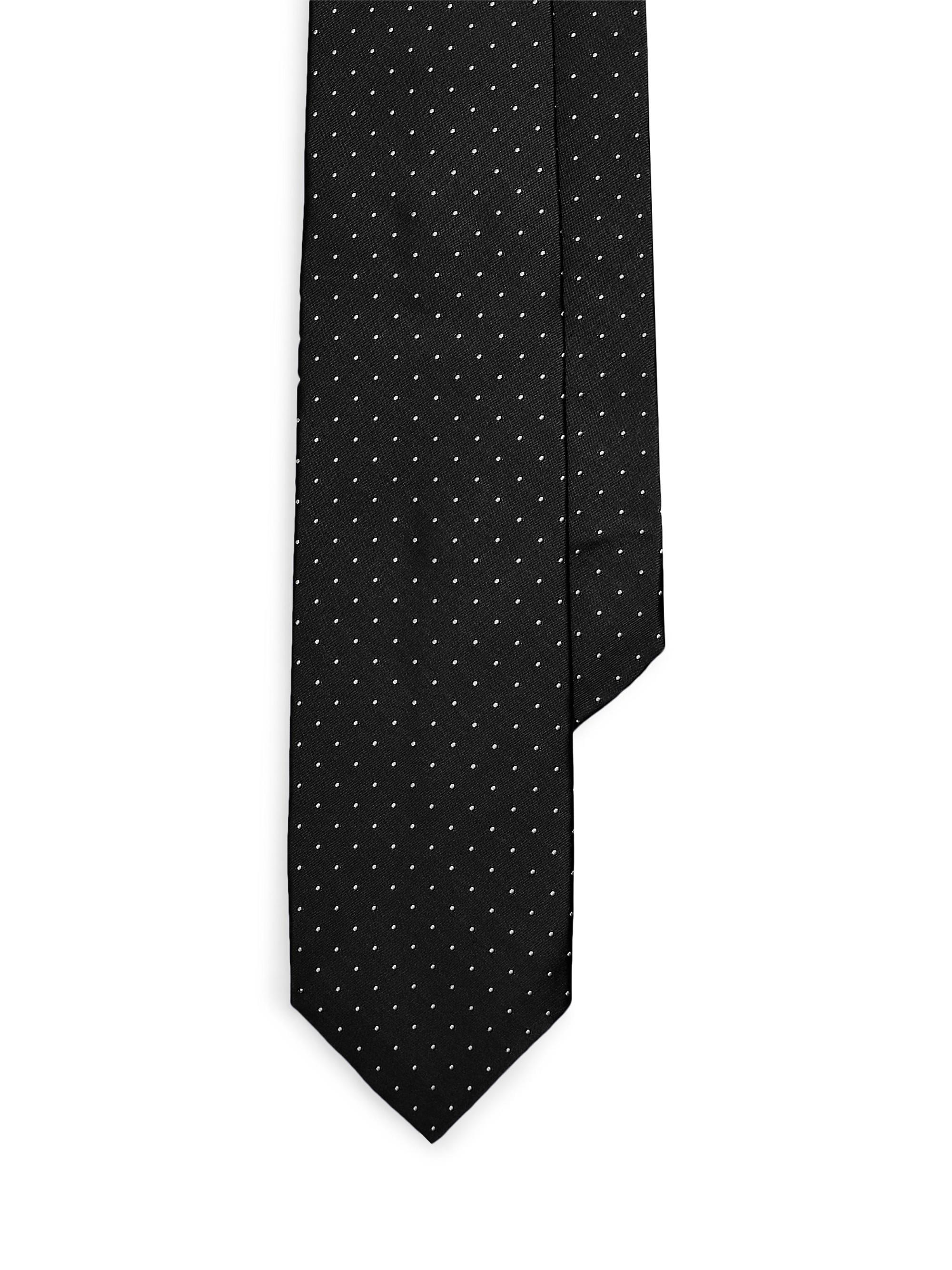 Ralph Lauren Purple Label Men's Polka Dot Silk Tie - Black