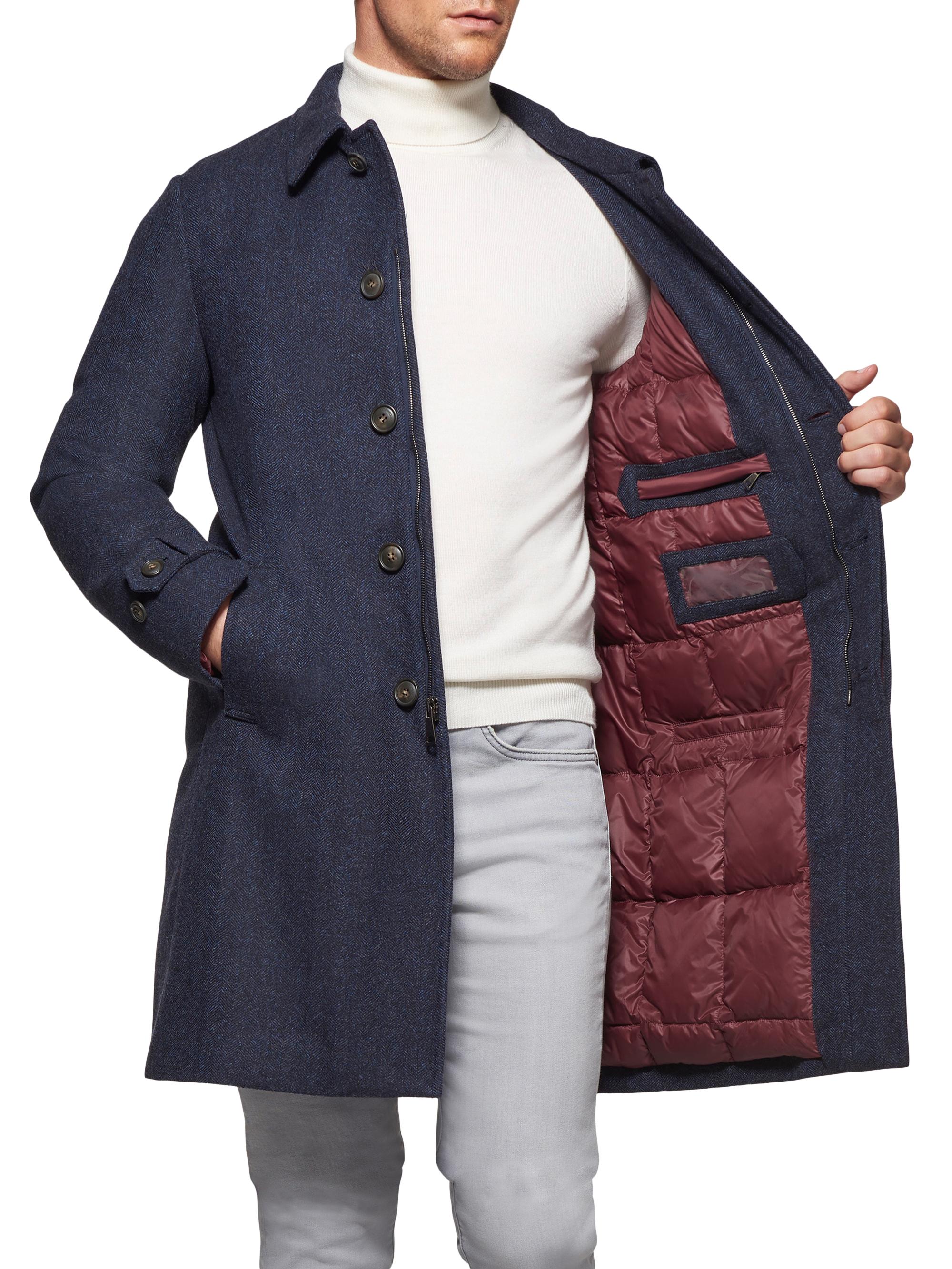 【OUNCE】 cashmere half handmade coat Norwegian Wool Herringbone Wool & Cashmere Down Three-Quarter