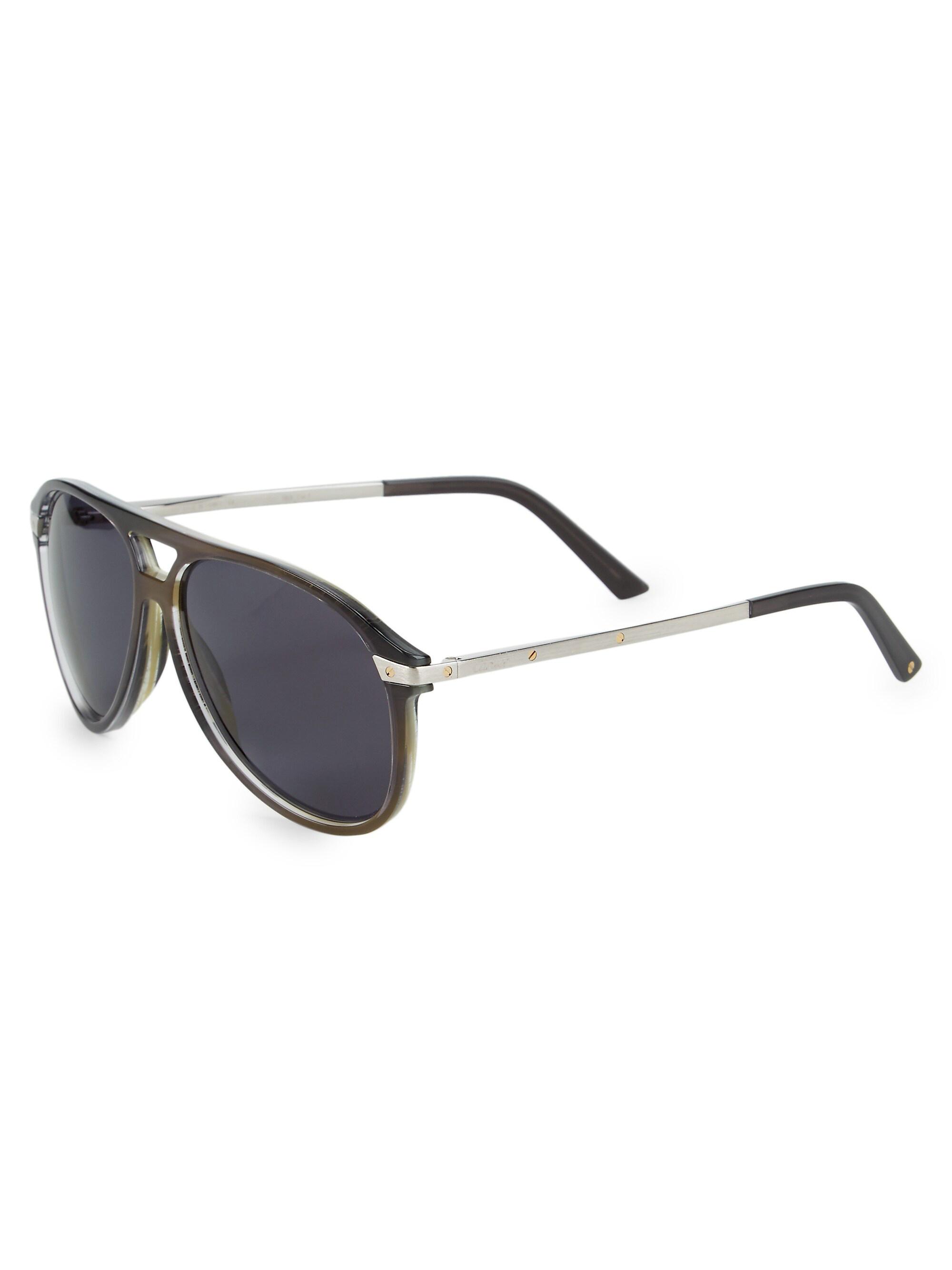 Cartier Men's 60MM Aviator Sunglasses - Grey
