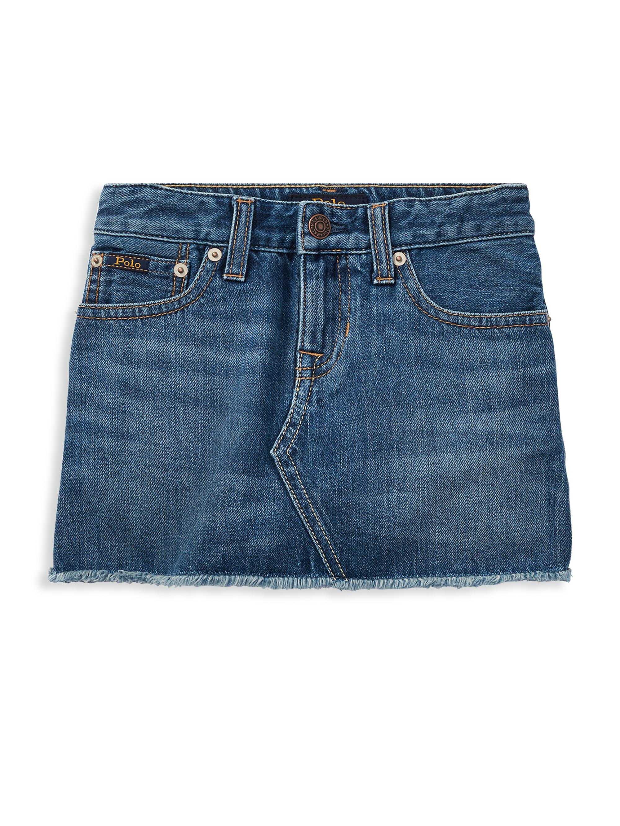 Fendi Little Girl's & Girl's Logo Embroidered Denim Skirt