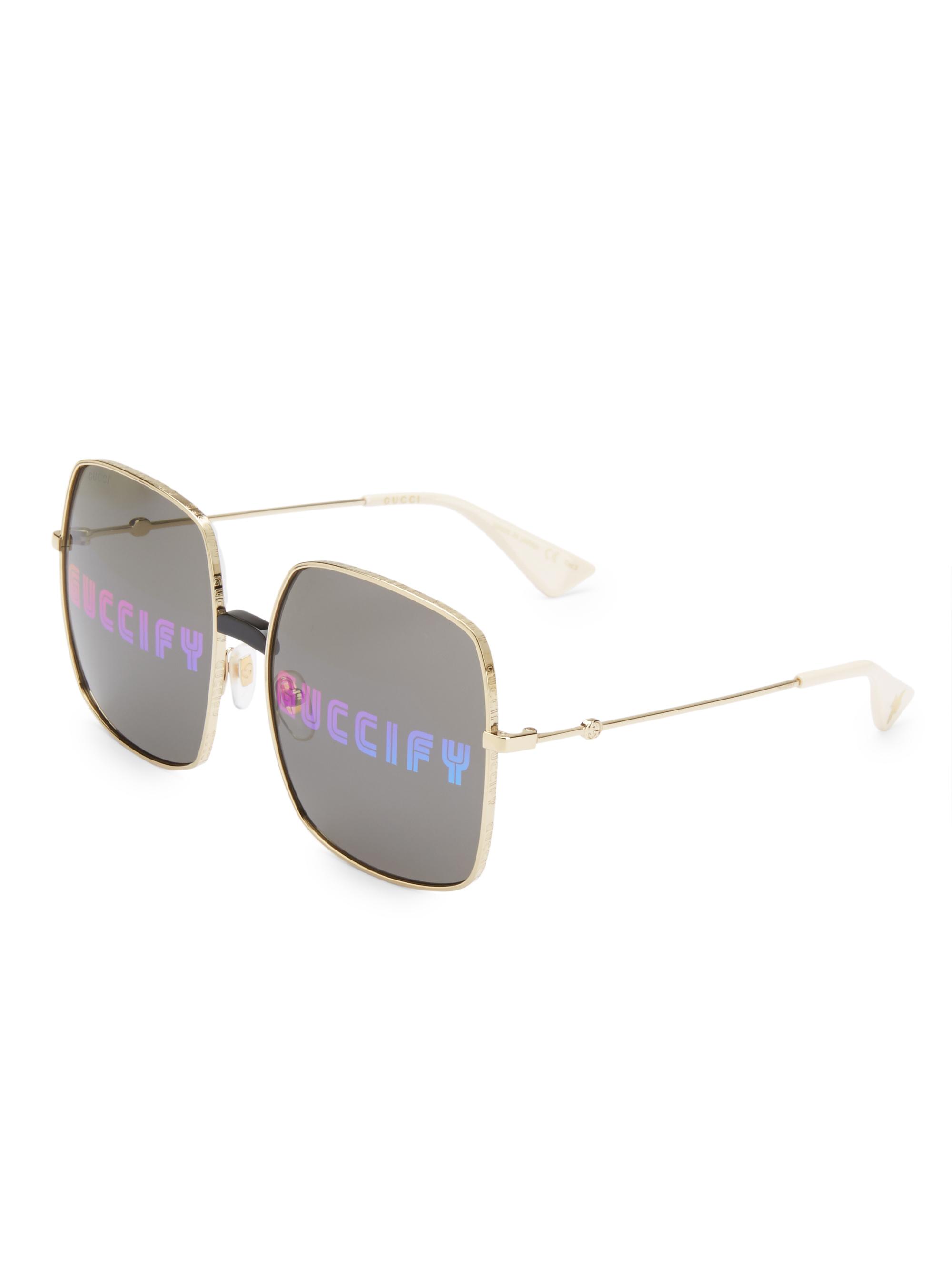 Gucci 60MM Guccify Unisex Square Sunglasses | Saks Fifth Avenue display picture 2