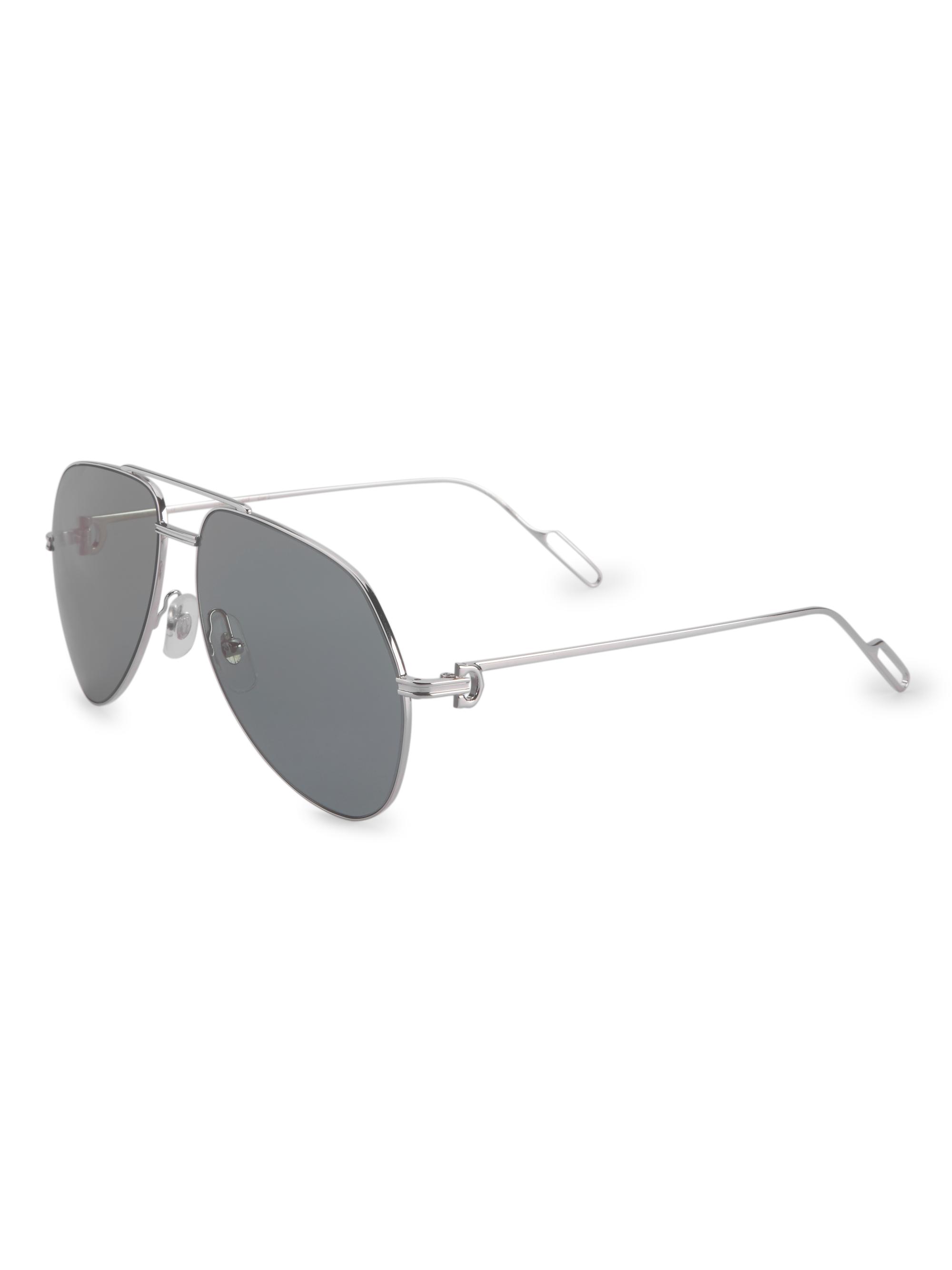 Cartier Men's 60MM Metal Aviator Sunglasses - Gold Black