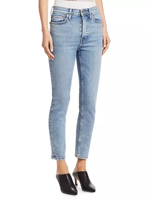Shop Re/done High-Rise Ankle Crop Comfort Stretch | Saks Fifth Avenue