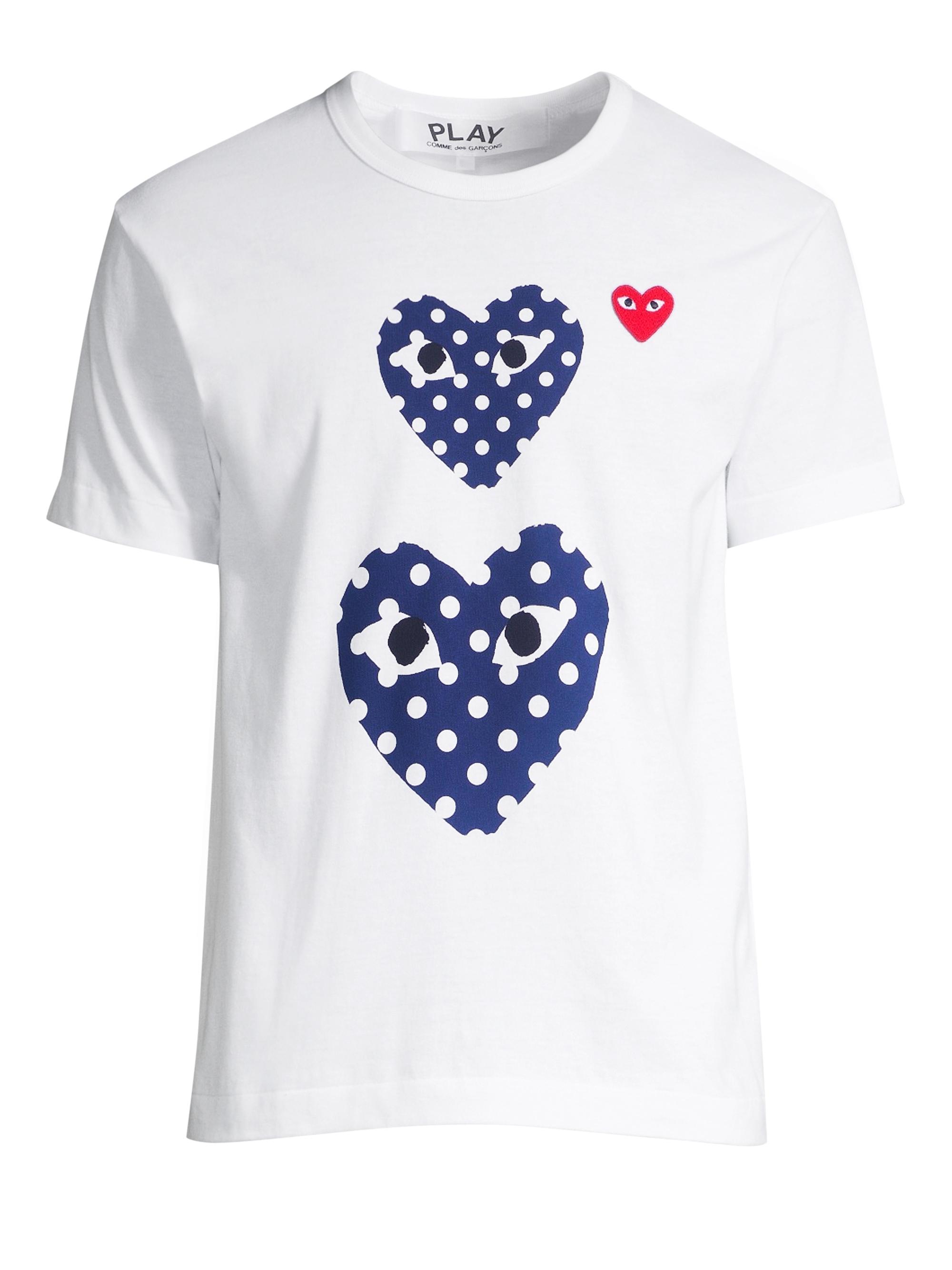 Comme des Garçons PLAY Men's Double Polka-Dot Heart Tee - White