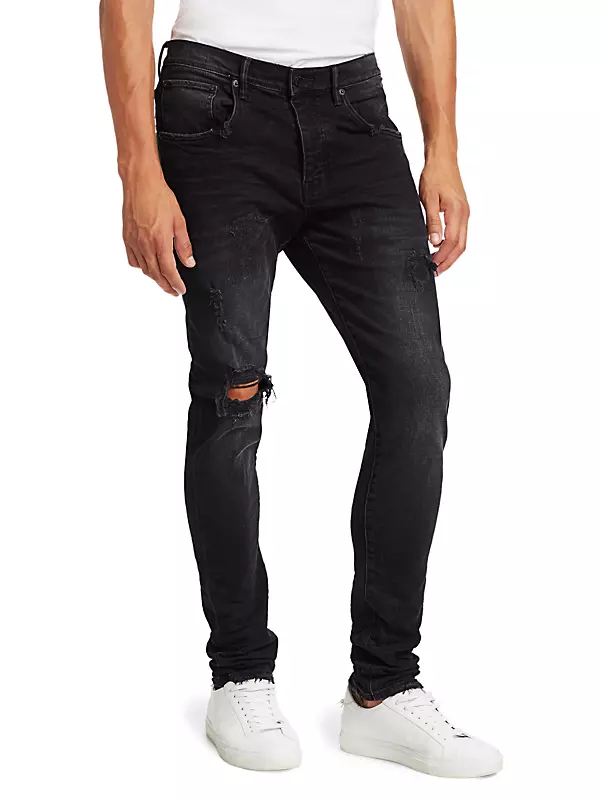 Men's Purple Brand Jeans 2023 Purple Brand Solid Streetwear Fashion Black  Denim Slim Stretch 6955 4957