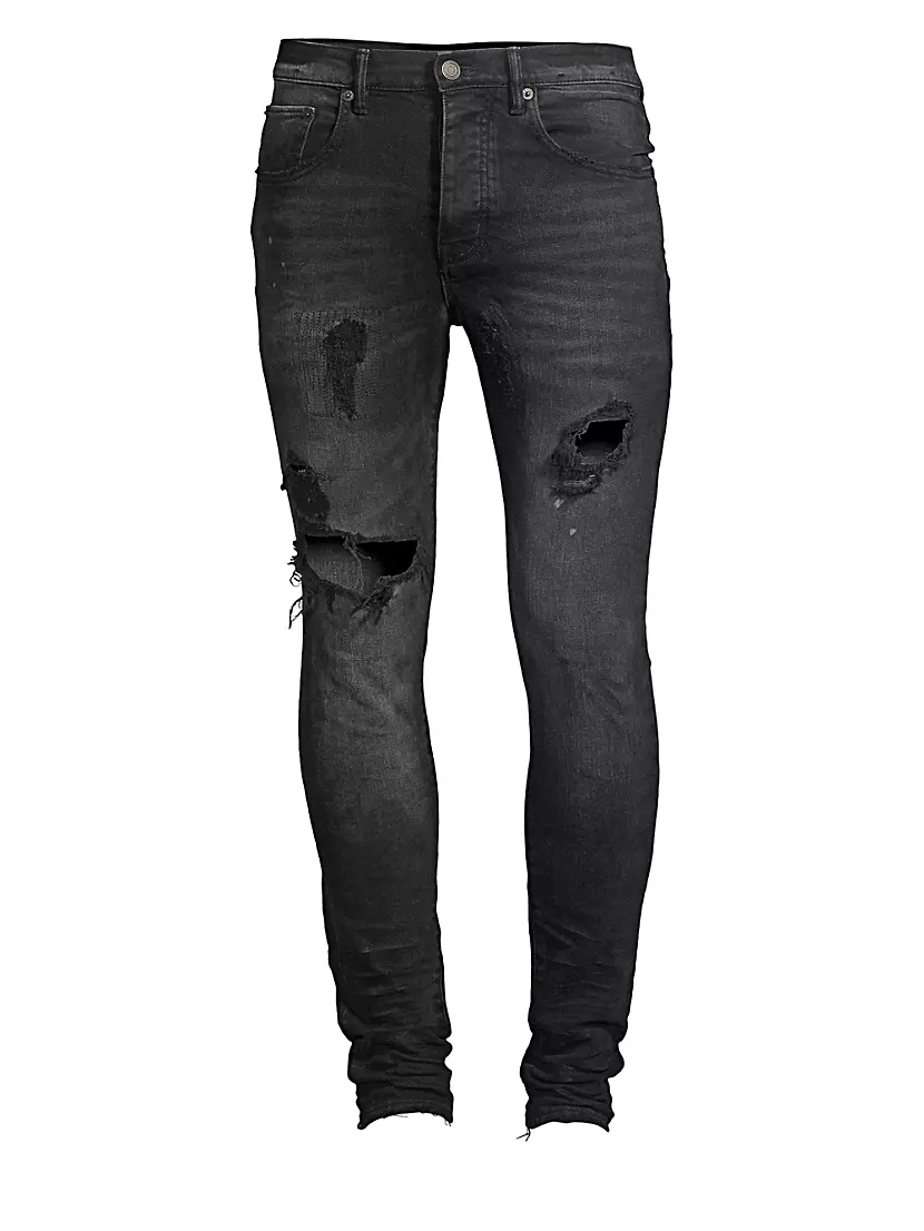 NWT PURPLE BRAND Black Wash Silver Oil Coated Skinny Jeans Size 36/46 $295
