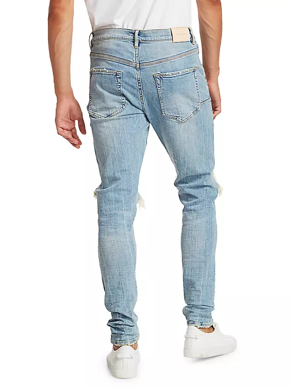 Buy PURPLE BRAND Repair Distressed Skinny Jeans - Blue At 34% Off
