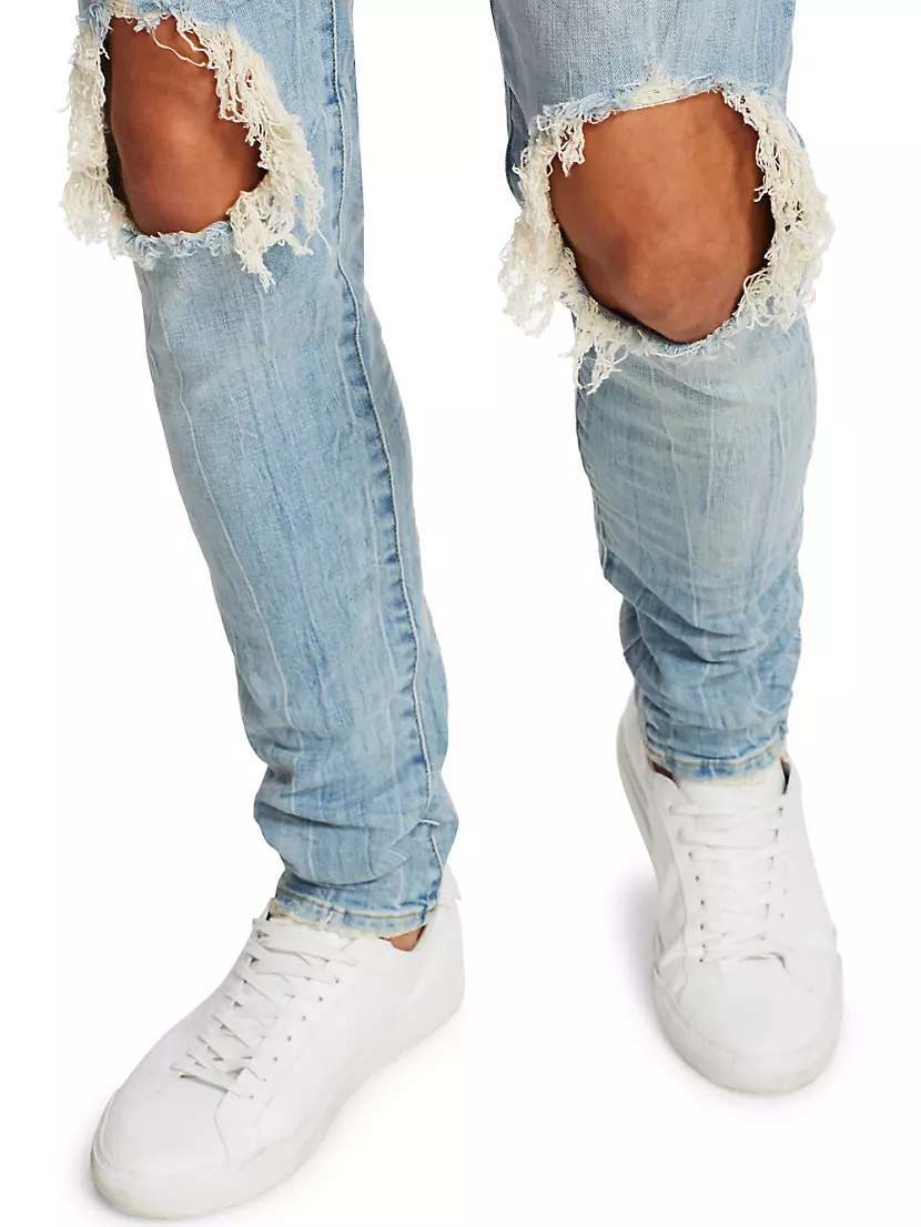 Buy PURPLE BRAND P002 Paisley-patch Distressed Skinny-leg Jeans - Blue At  60% Off