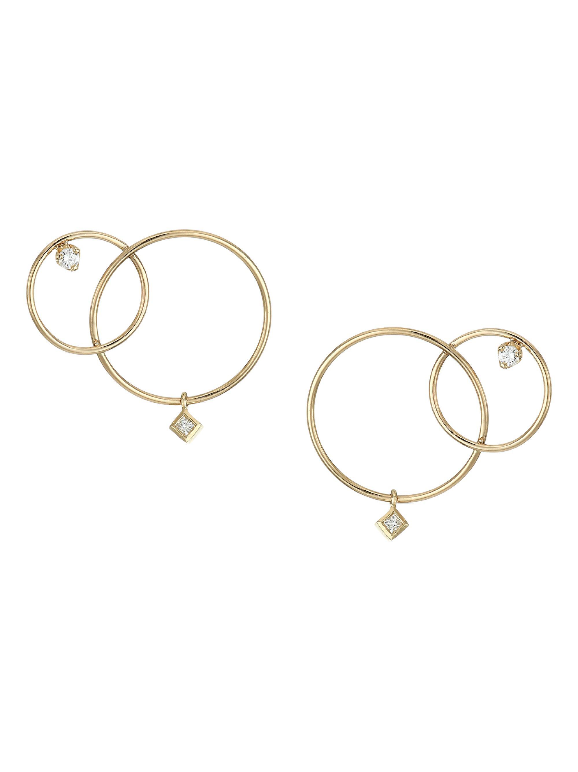 ZOE CHICCO Women's Paris 14K Yellow Gold & Diamond Mixed Interlocking Circle Stud Earrings - Gold