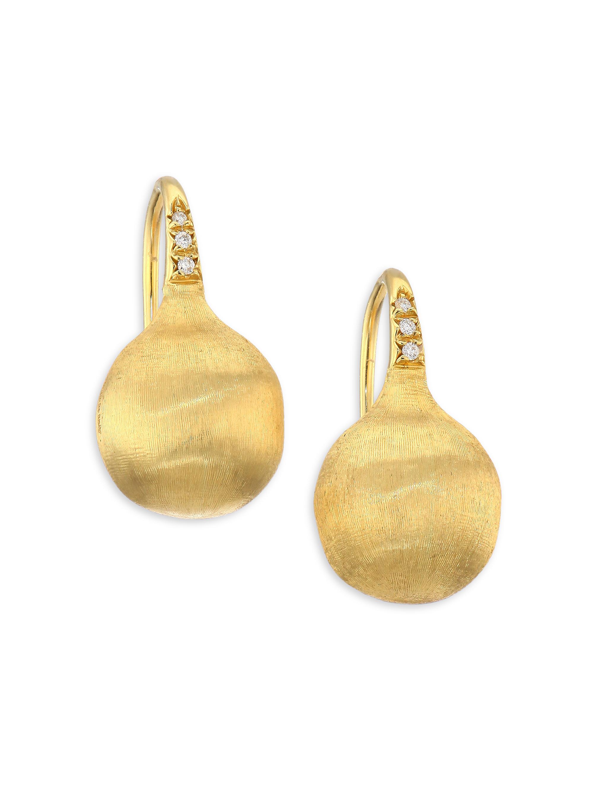 Marco Bicego Women's Africa 18K Yellow Gold & Diamond Engraved Earrings - Gold