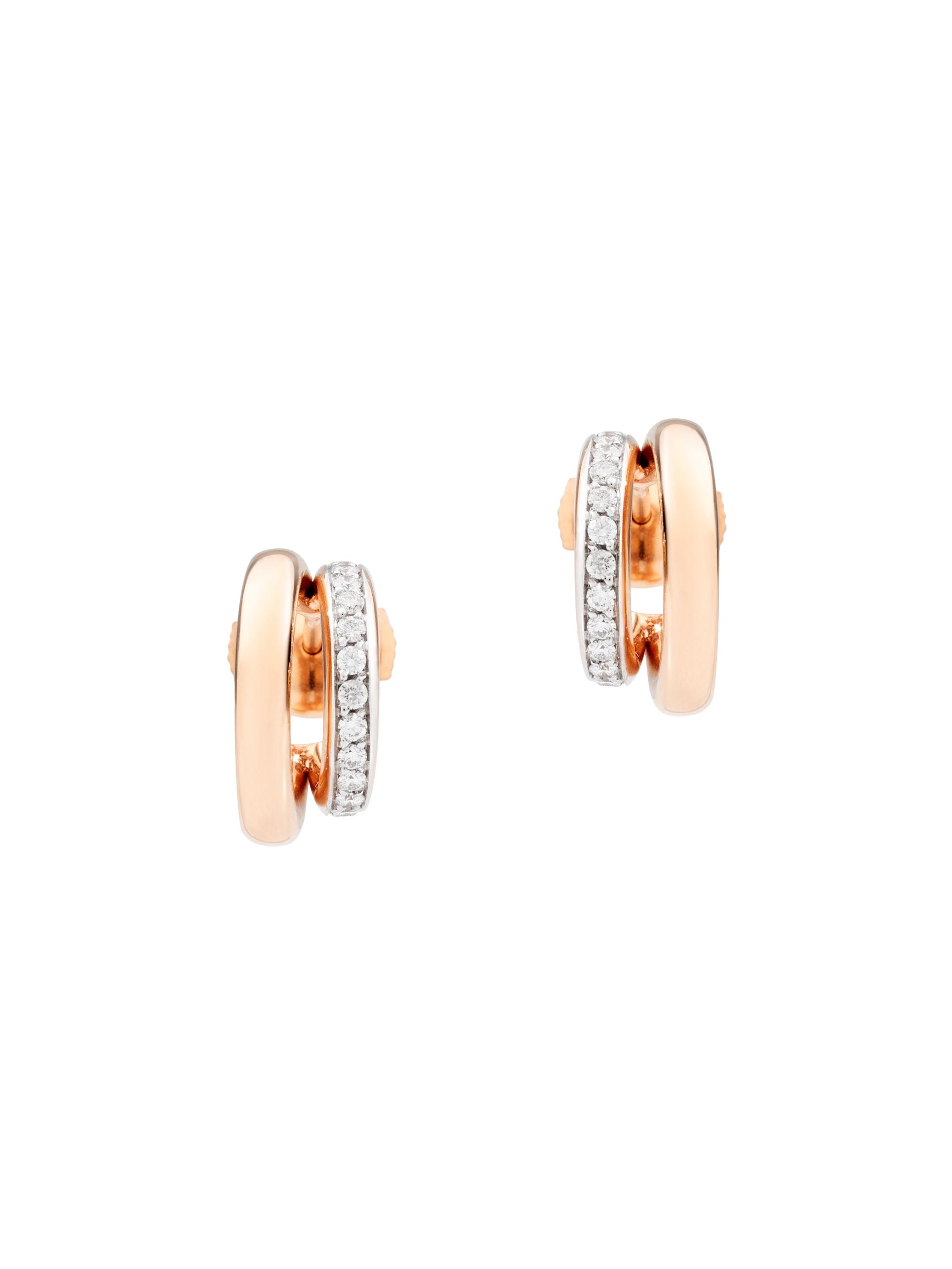 Pomellato Women's Iconica 18K Rose Gold & Diamond Double-Hoop Earrings - Rose Gold Diamond