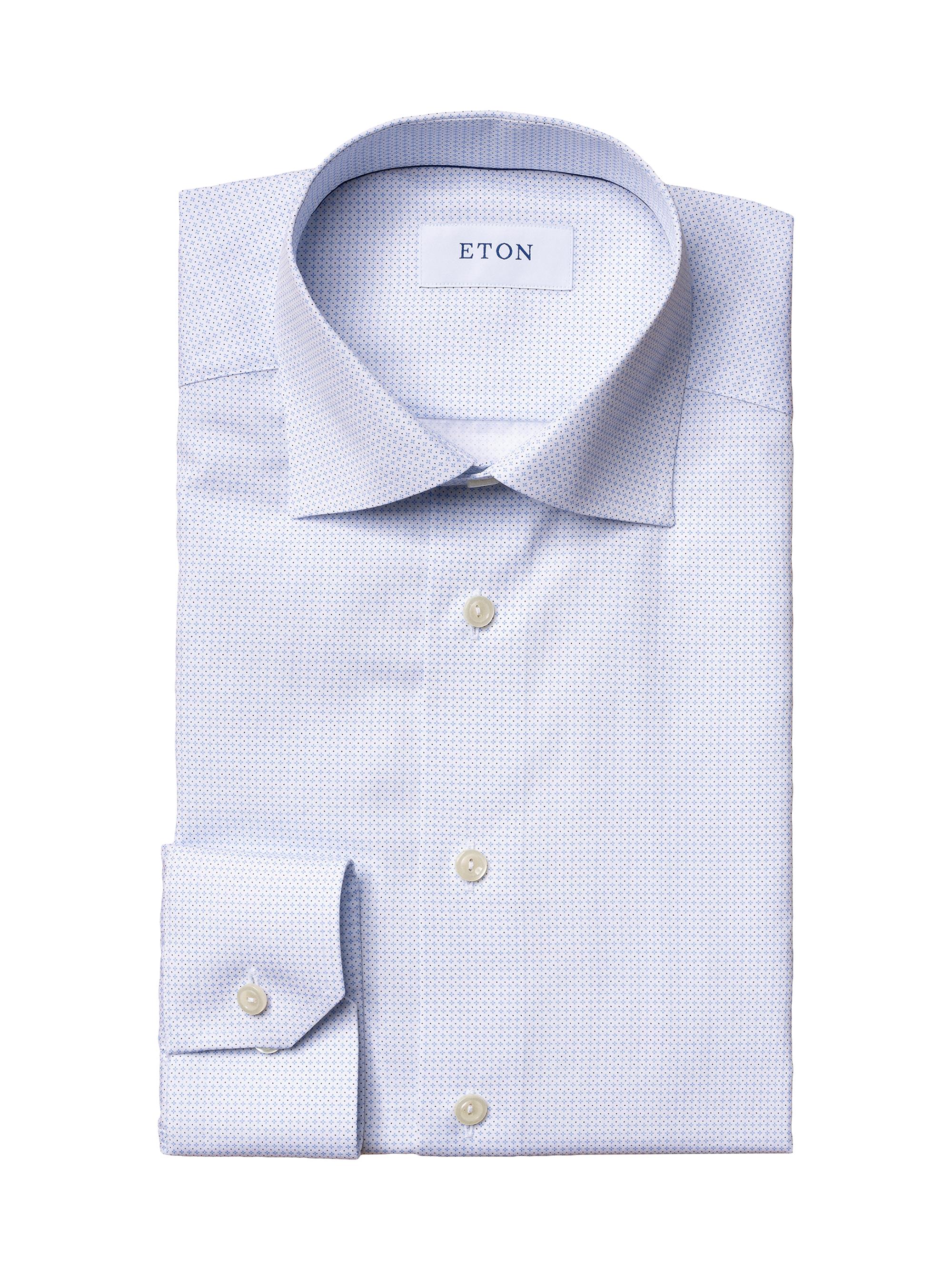 Eton Men's Contemporary-Fit Micro Print Long-Sleeve Dress Shirt - Blue