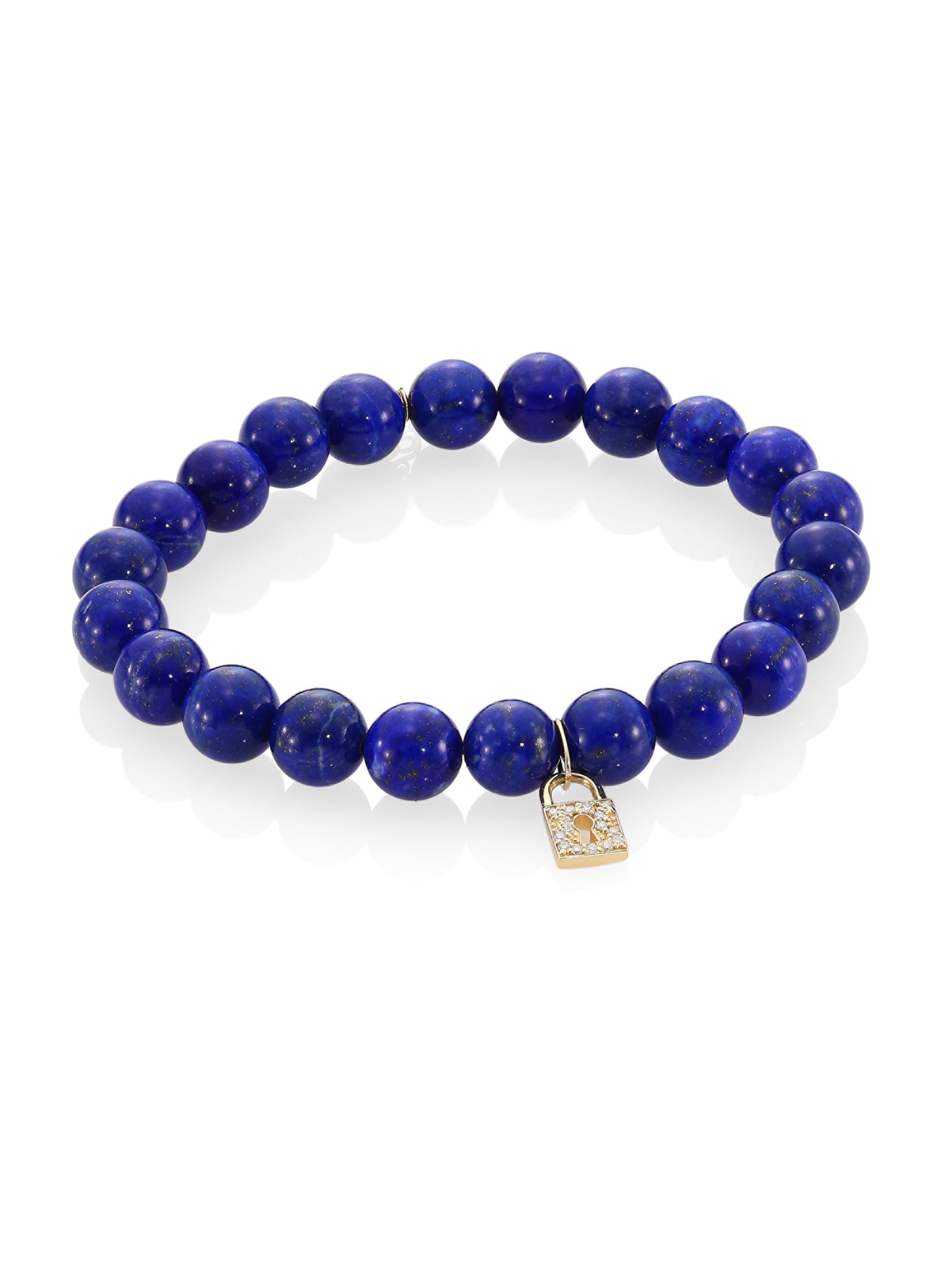 Sydney Evan Women's Blue Lapis, Diamond & 14K Gold Rondelle Lock Bracelet - Blue