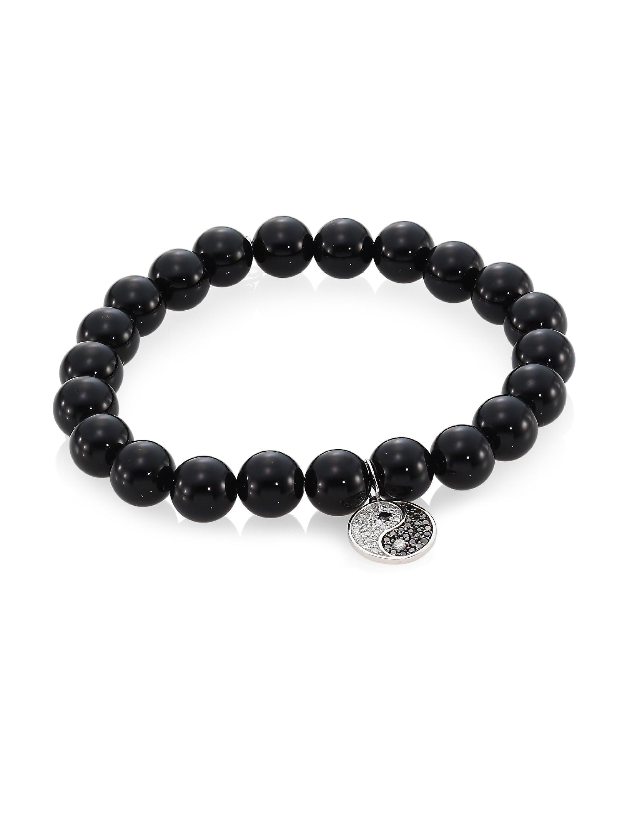 Sydney Evan Women's Onyx, Diamond & 14K Two-Tone Gold Rondelle Yin Yang Bracelet - Black