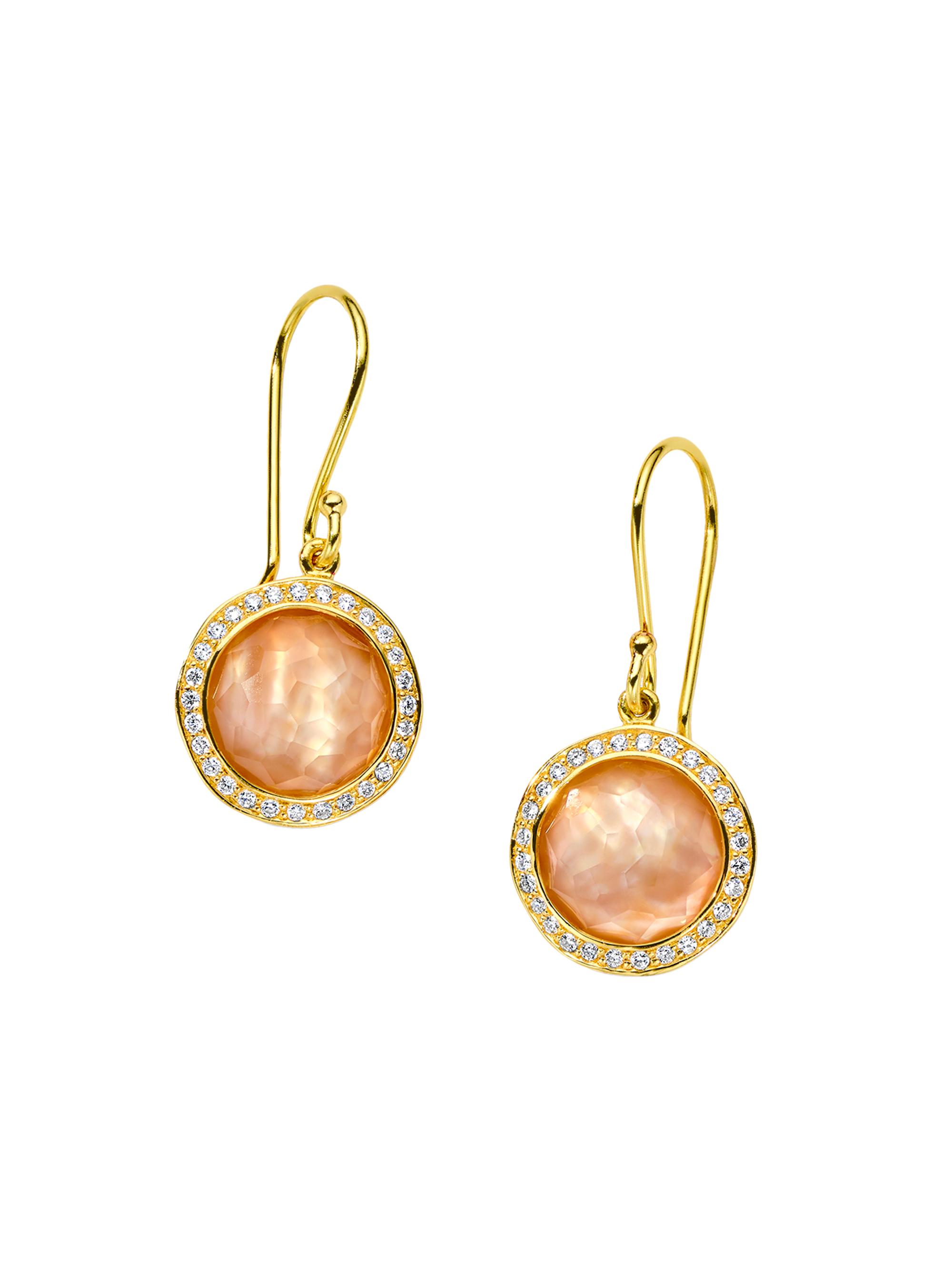 Ippolita Women's Lollipop 18K Yellow Gold, Green Amethyst, Blue Topaz & Diamond Mini Drop Earrings - Brown Shell