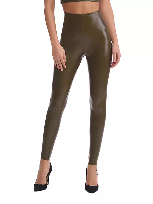 Buy commando Women's Perfect Control Faux Leather Leggings, Cocoa, Large at