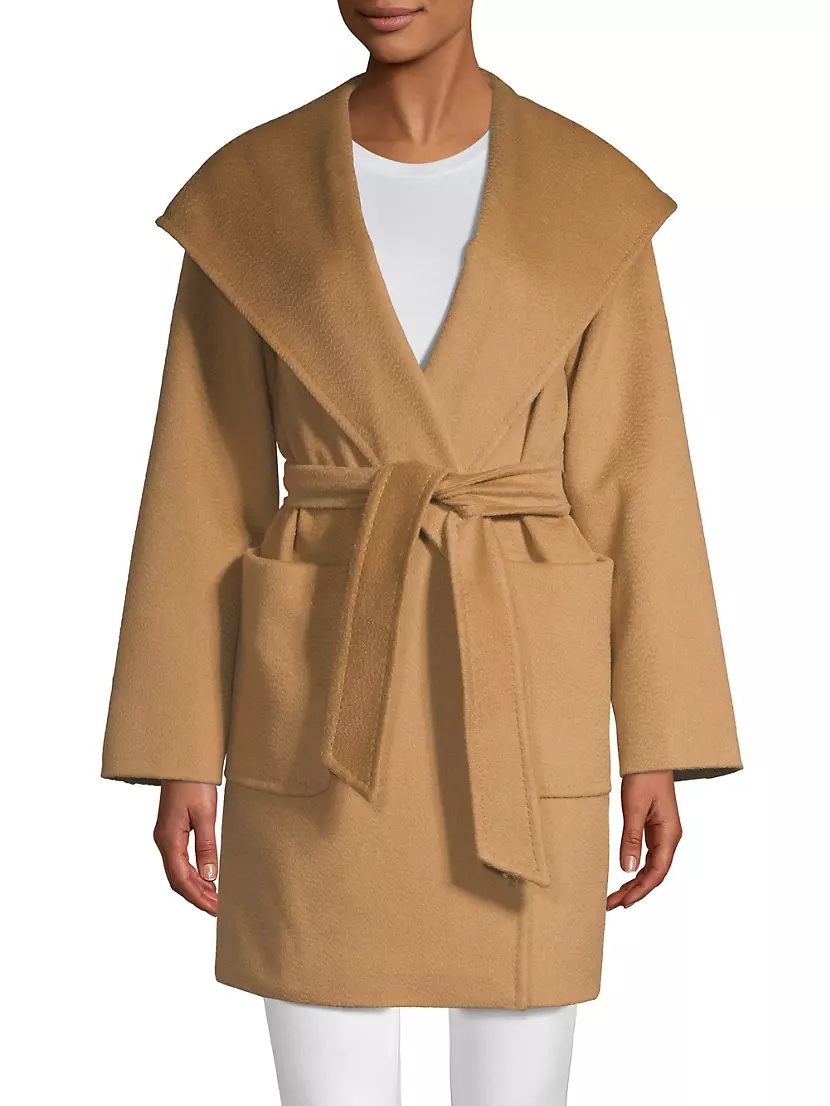 Pillow Collar Hooded Wrap Coat, Regular