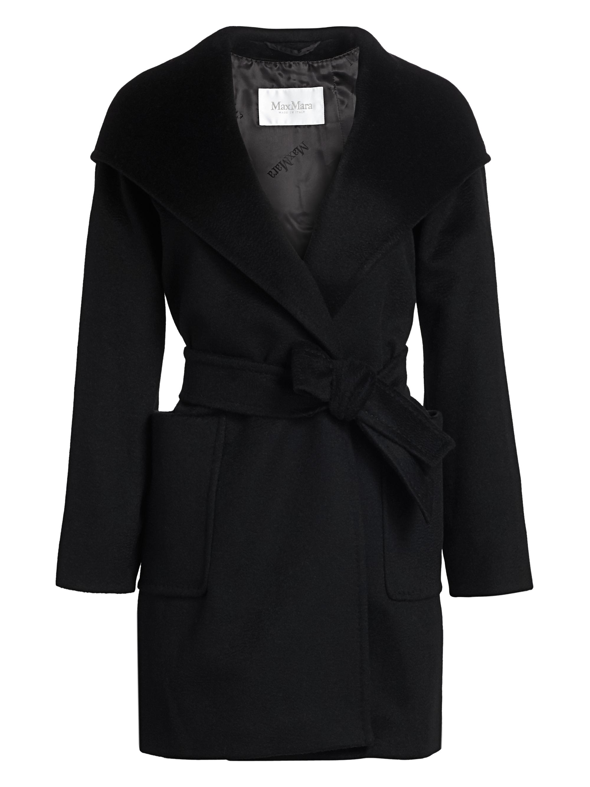 Max Mara Women's Rialto Camel Hair Hooded Wrap Coat - Black