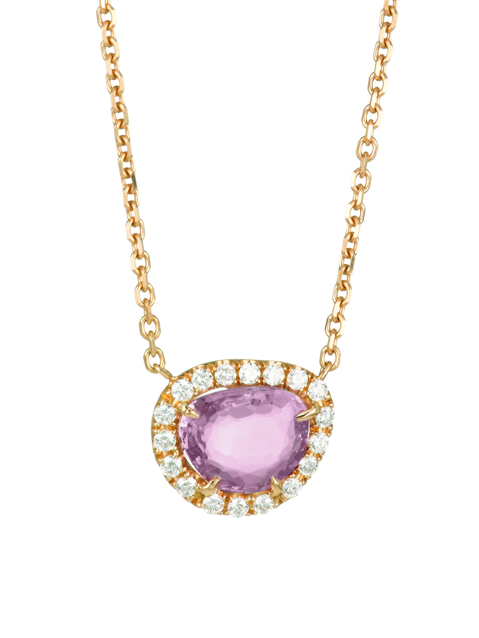 Anita Ko Women's 18K Rose Gold Diamond & Pink Sapphire Pendant Necklace