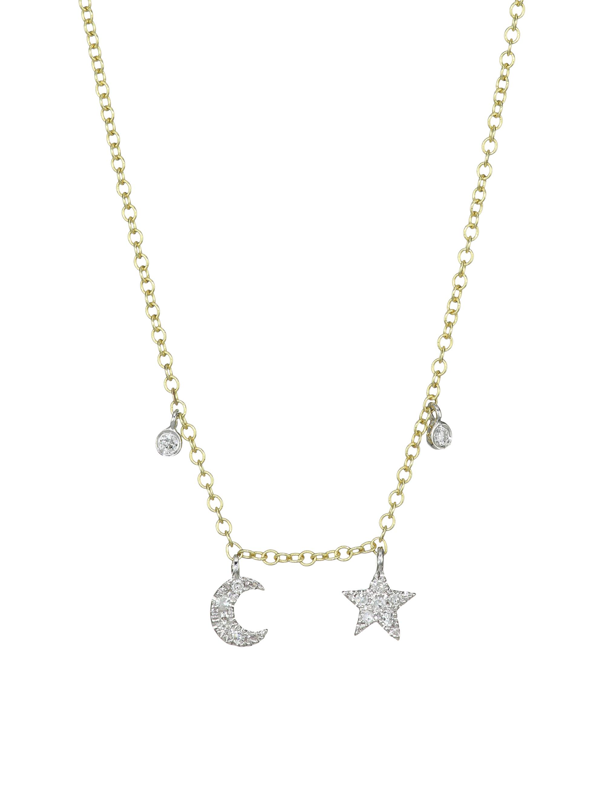 Meira T Women's Yellow Gold Mini Diamond Moon & Star Necklace - Gold