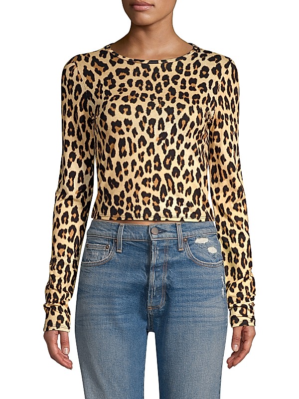 Shop Alice + Olivia Delaina Leopard Print Crop Top | Saks Shop Alice + Olivia Delaina Leopard Print Crop Top | Saks