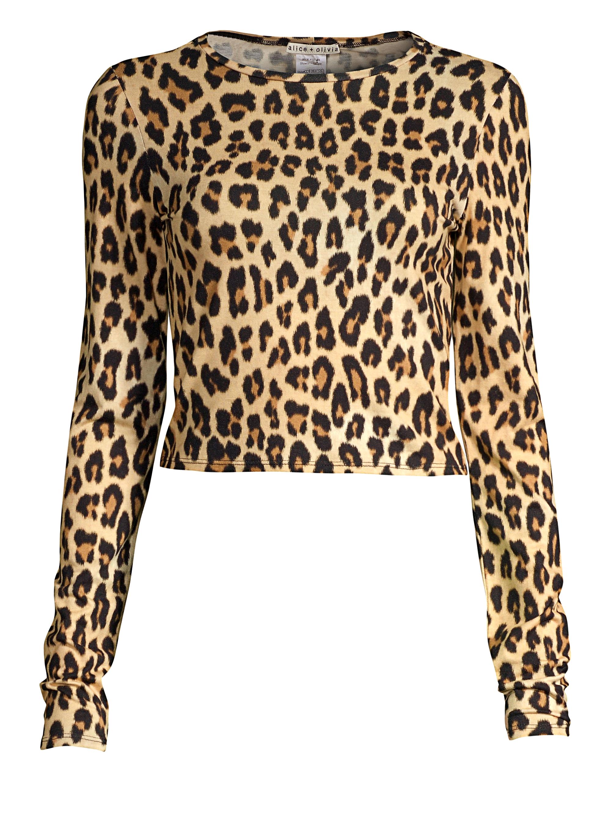 ALICE + OLIVIA Women's Delaina Leopard Print Crop Top - Textured Leopard