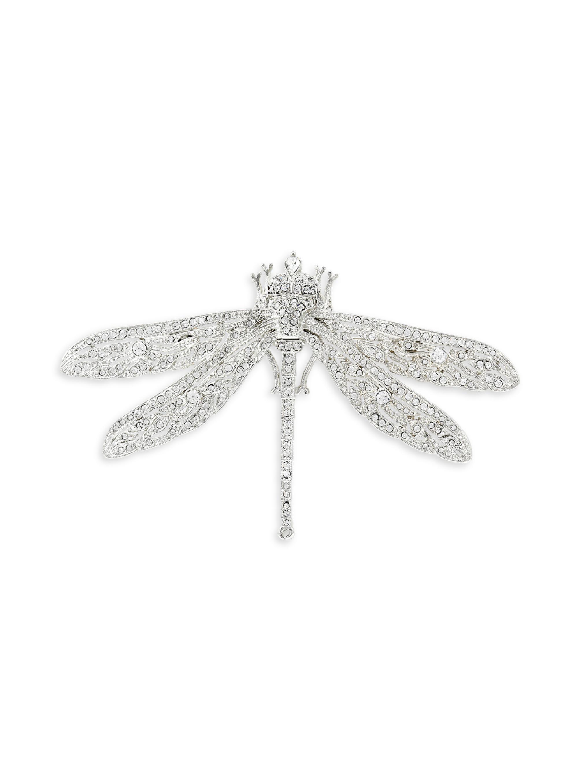 Kenneth Jay Lane Women's Crystal & Rhodium-Plated Dragonfly Brooch - Silver