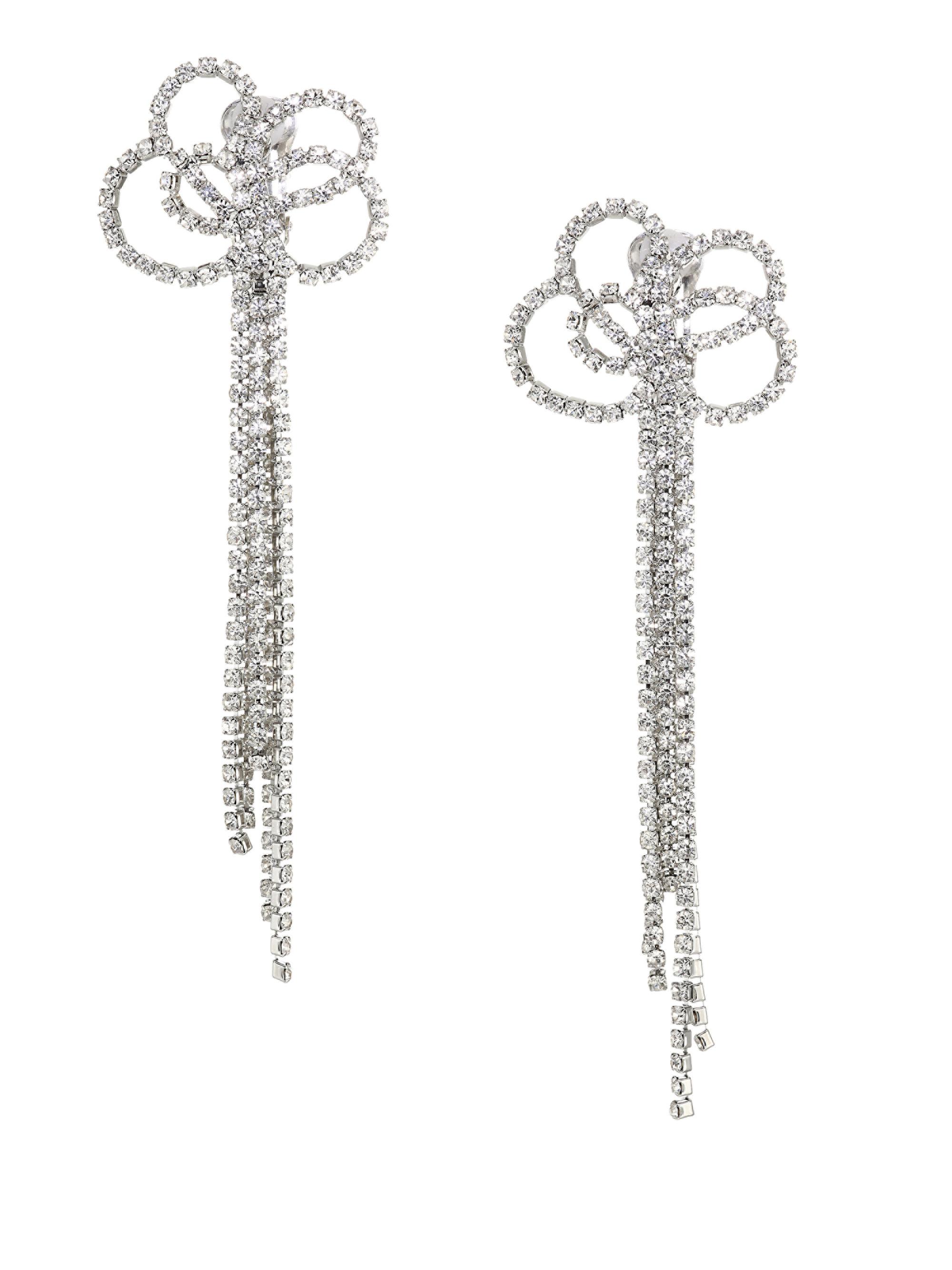 Kenneth Jay Lane Women's Knot and Tassel Clip Earrings - Silver