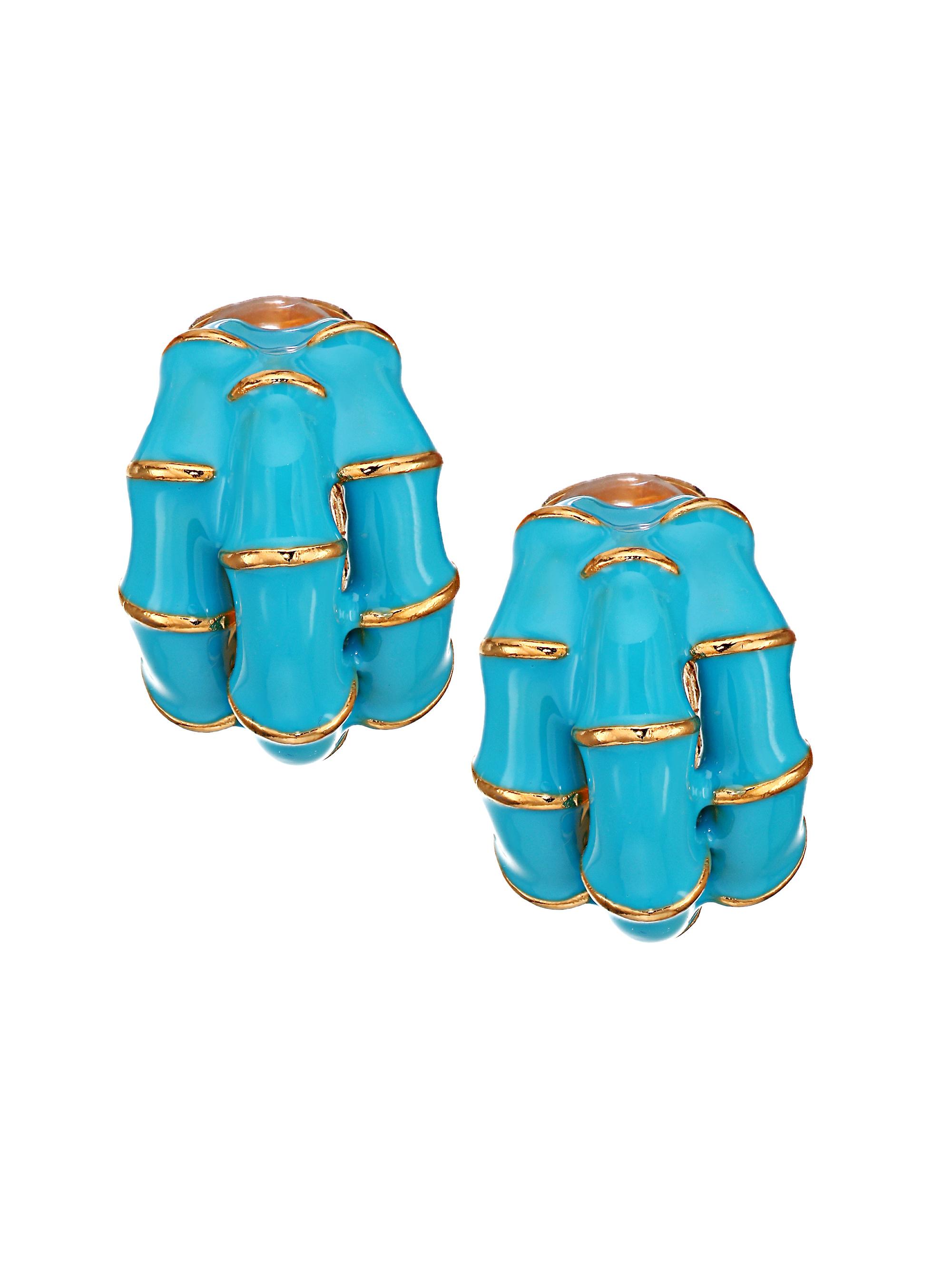 Kenneth Jay Lane Women's Turquoise Clip-On Hoop Earrings - Turquoise