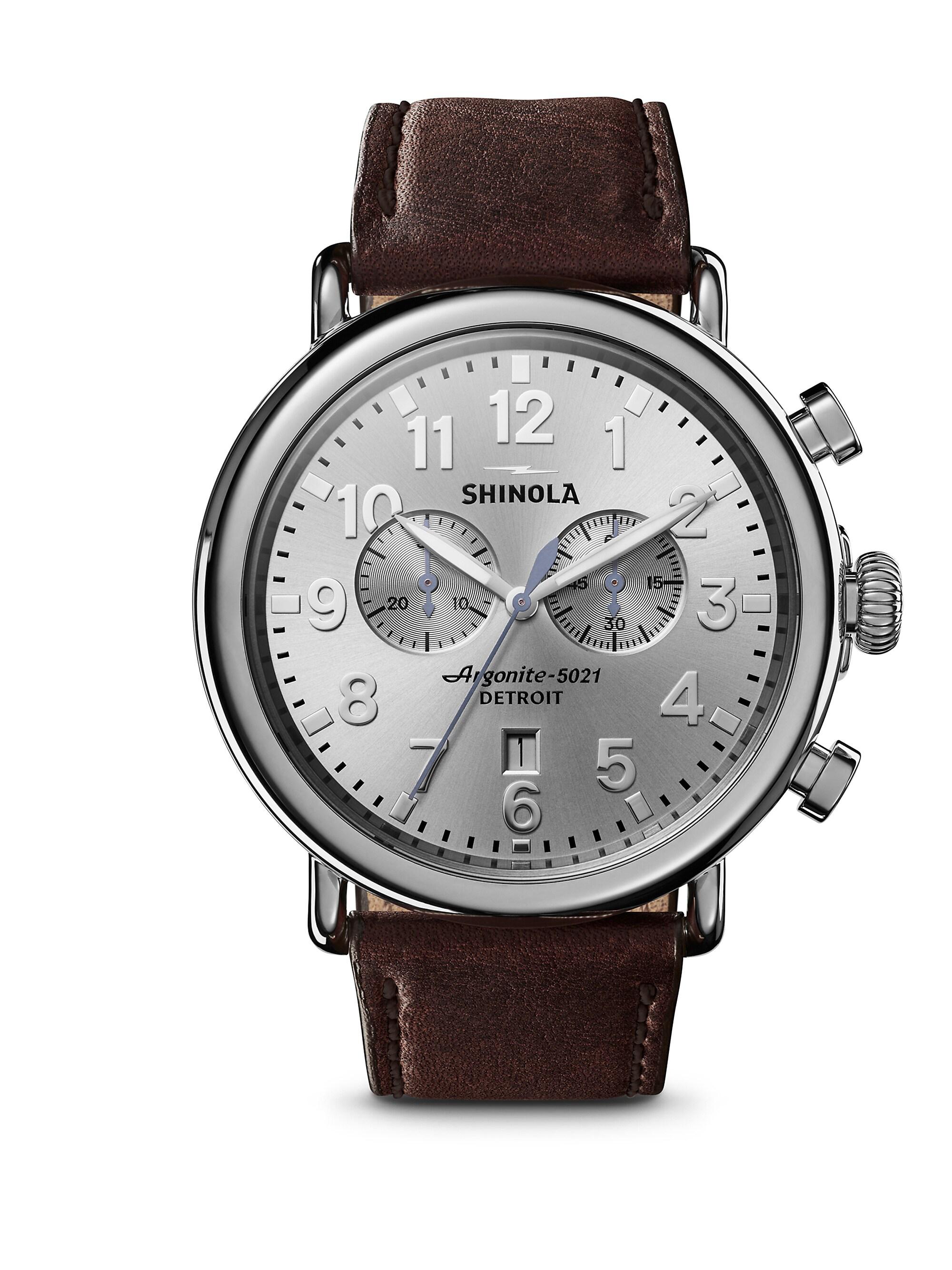 Shinola Men's The Runwell Two-Eye Chronograph Watch - Brown Silver