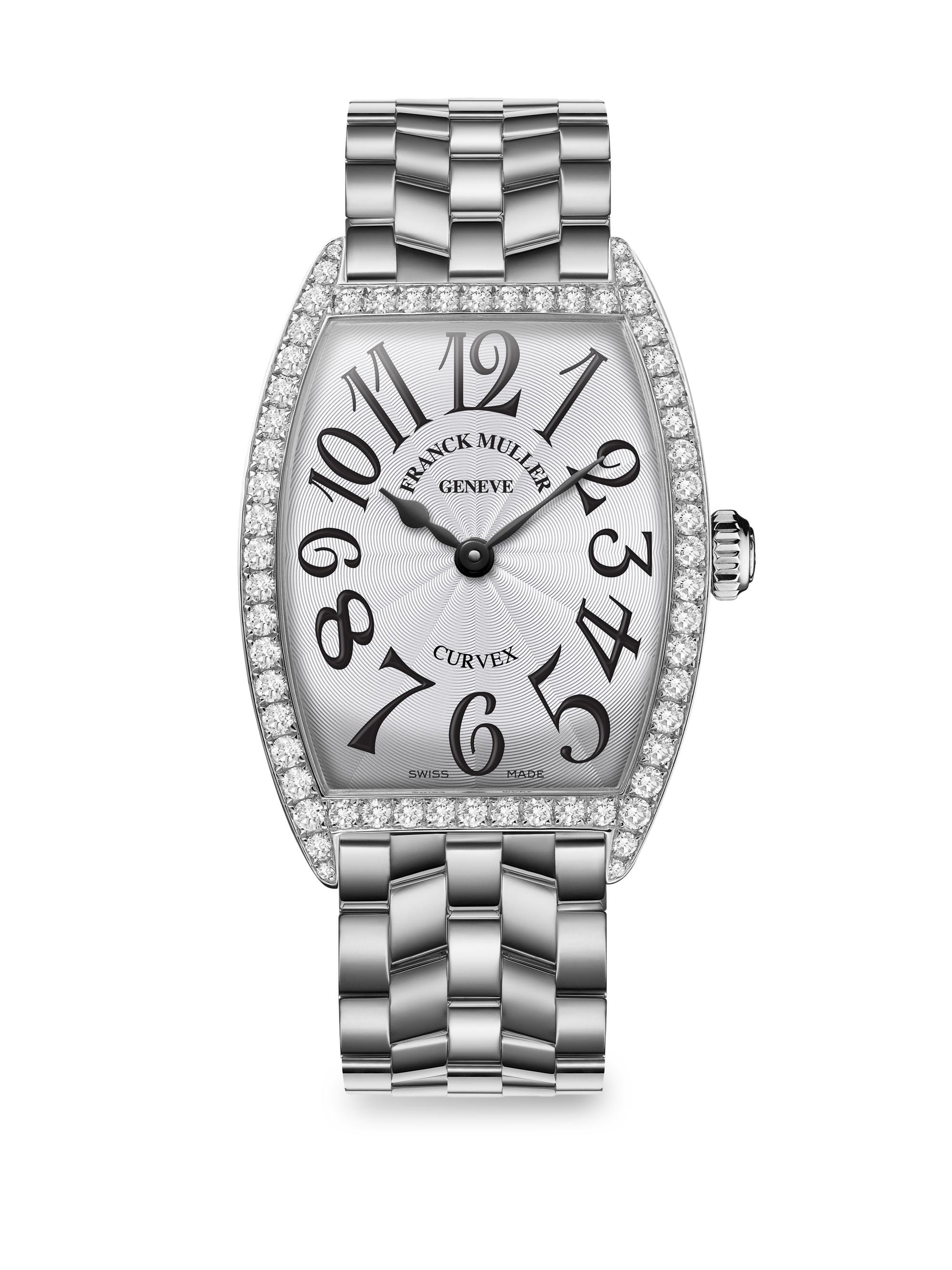 Franck Muller Women's Cintree Curvex 39MM Stainless Steel & Diamond Bracelet Watch - Silver
