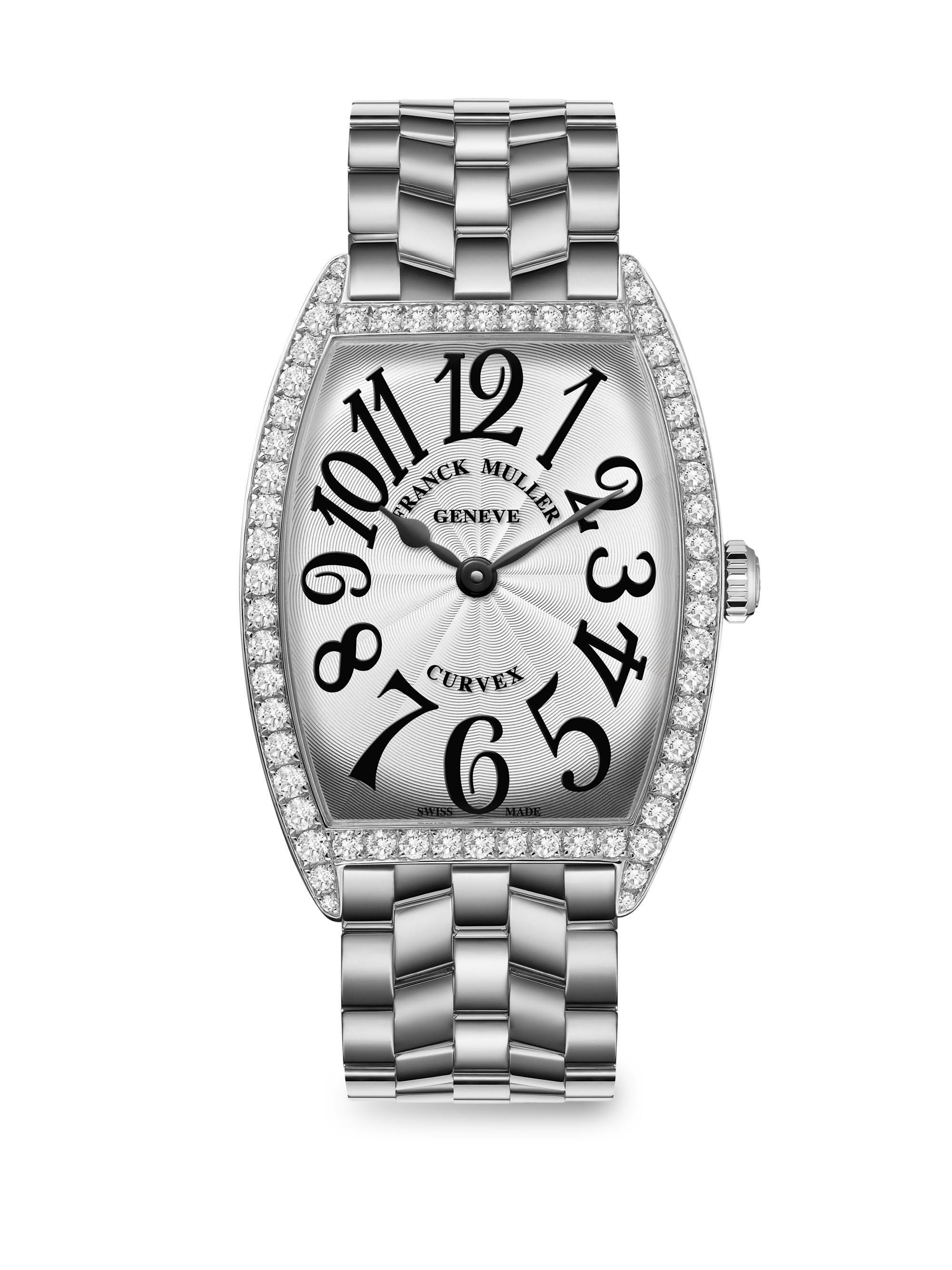Franck Muller Women's Cintree Curvex 43MM Stainless Steel & Diamond Bracelet Watch