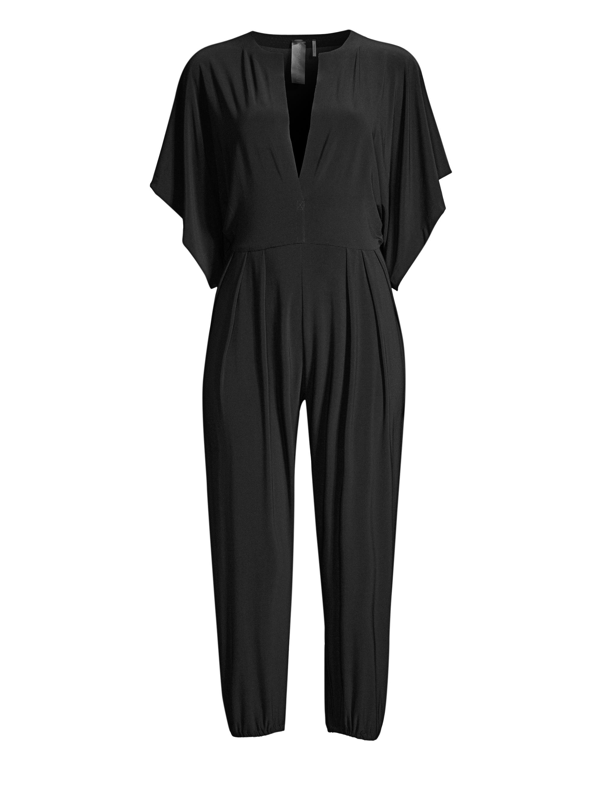 Norma Kamali Women's Rectangle Jog Stretch Cape-Sleeve Jumpsuit - Black