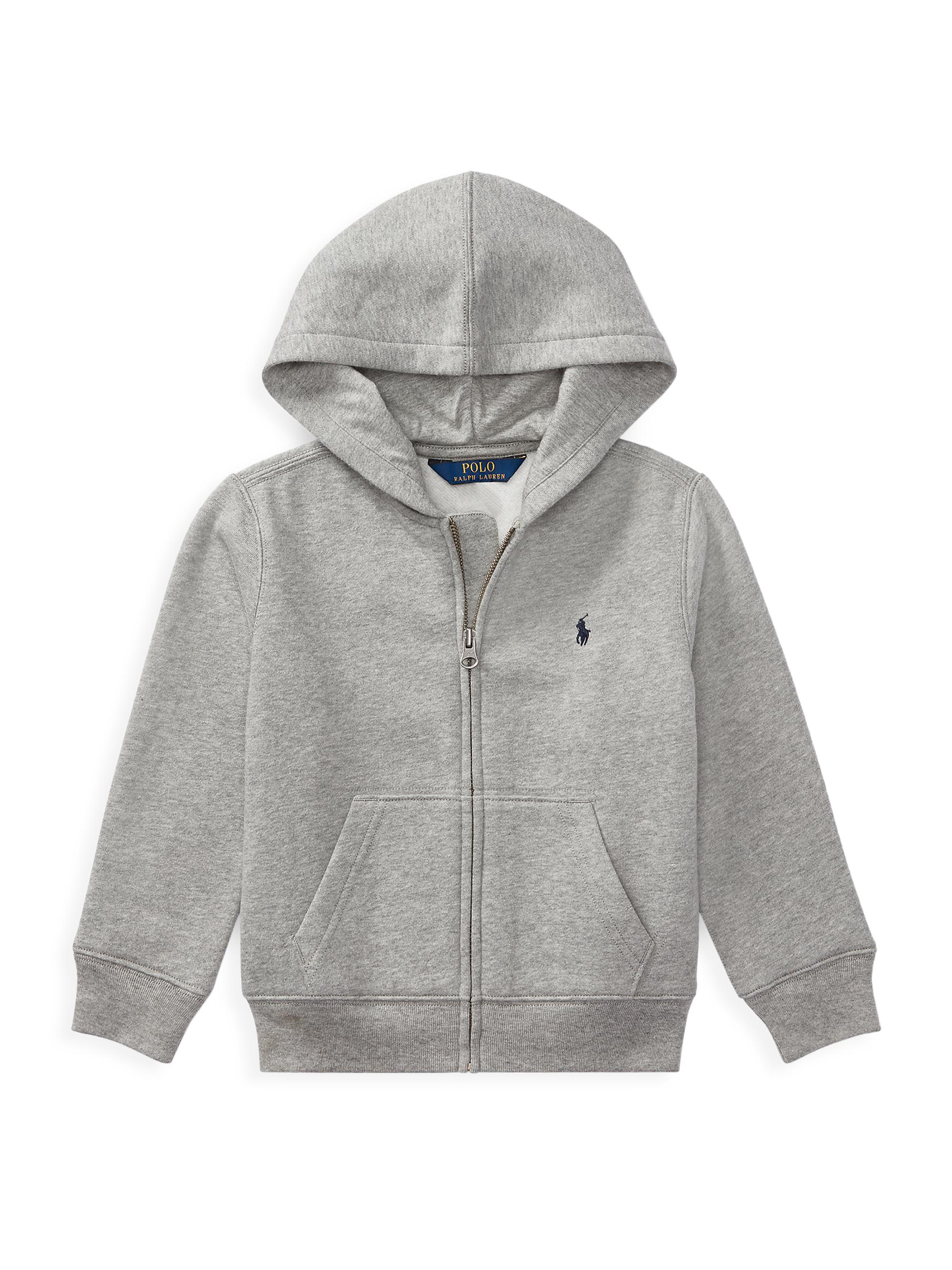 Polo Ralph Lauren Boy's Cotton-Blend Fleece Hoodie - Heather Grey