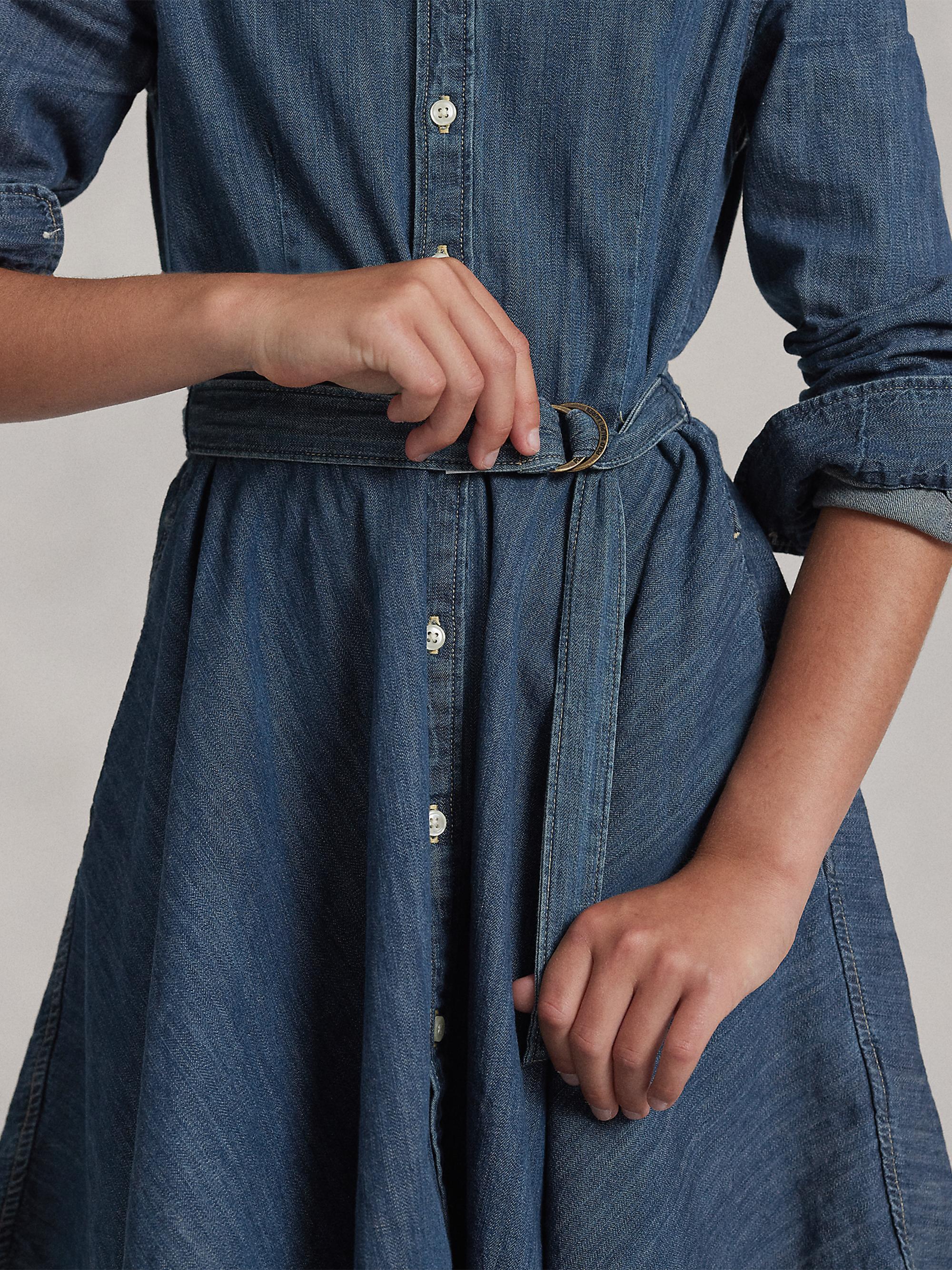 Ralph Lauren Girls 4-2x Belted Cotton Denim Shirtdress - Indigo - 2