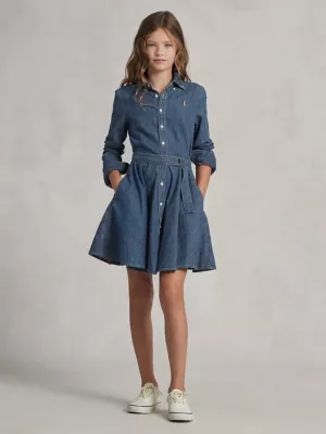 【Ralph Lauren】 PURPLE LABEL denim DRESS Polo Ralph Lauren Little Girl's & Girl's Belted Denim Shirtdress