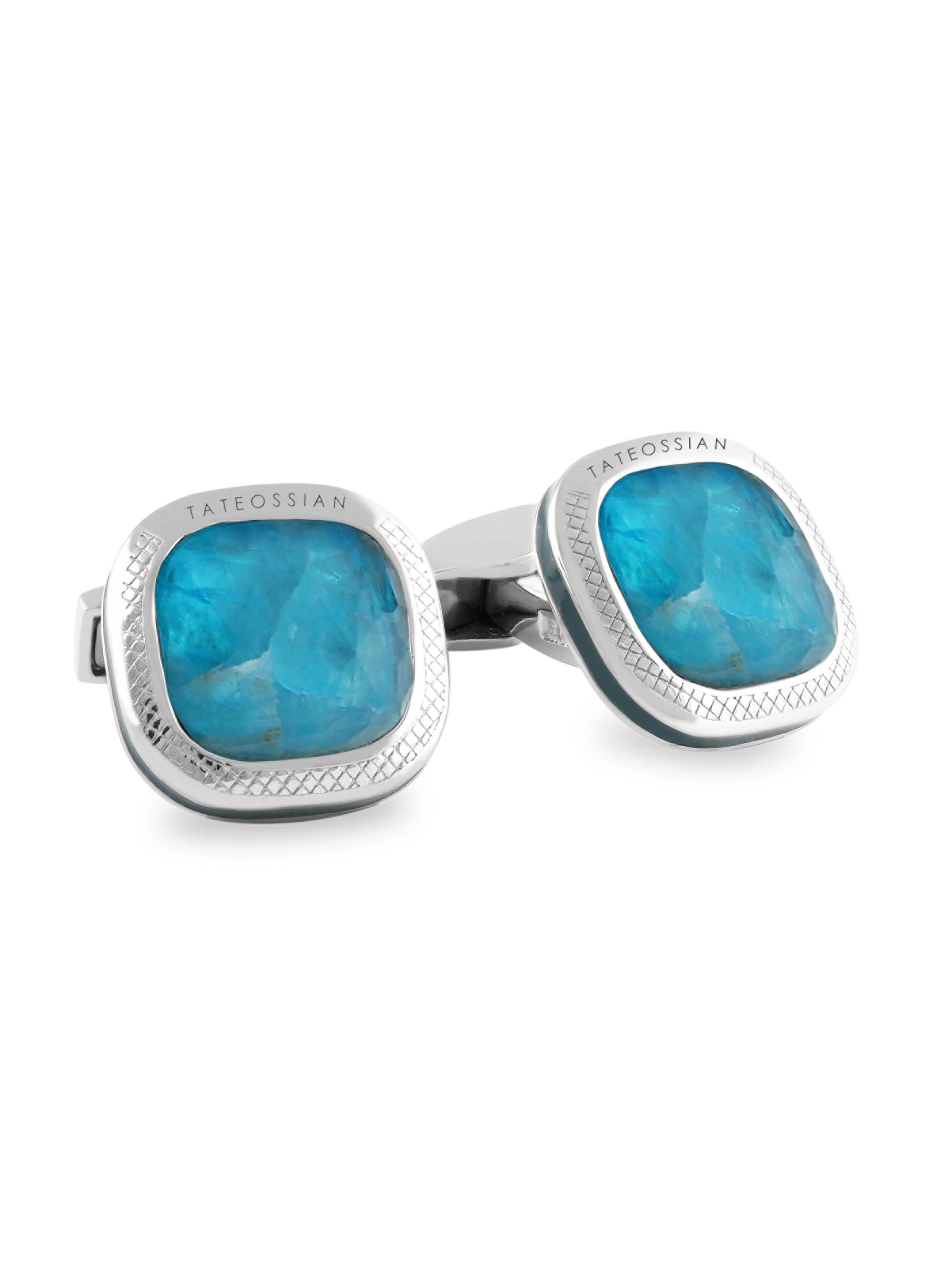 Tateossian Men's Doppione Cushion Cufflinks - Blue