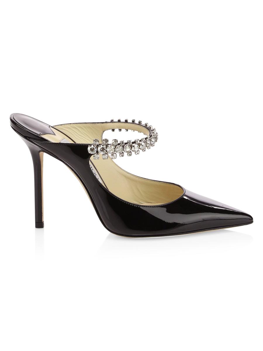 Jimmy Choo Bing 100MM Embellished Patent Leather Mules