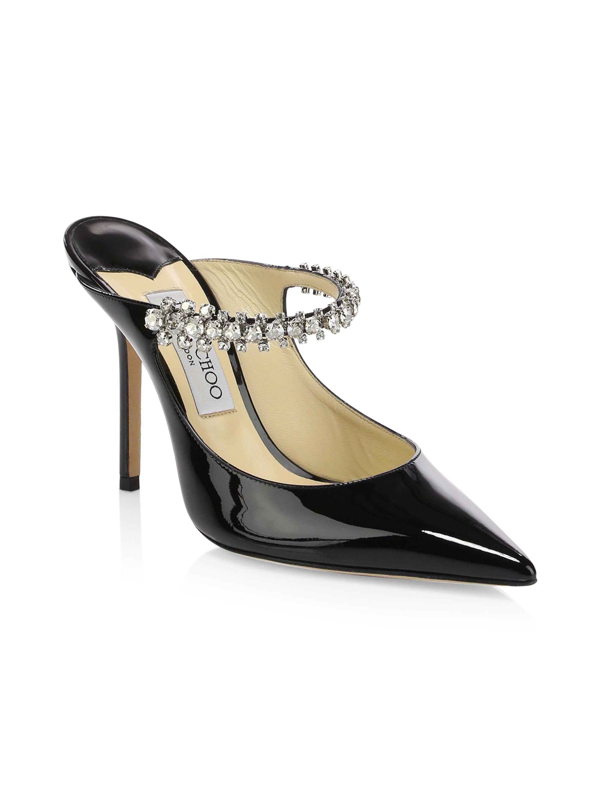 Bing 100MM Embellished Patent Leather Mules