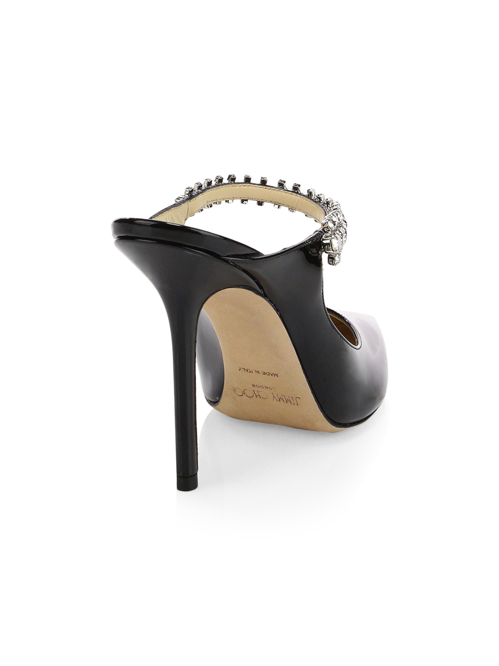 Bing 100MM Embellished Patent Leather Mules