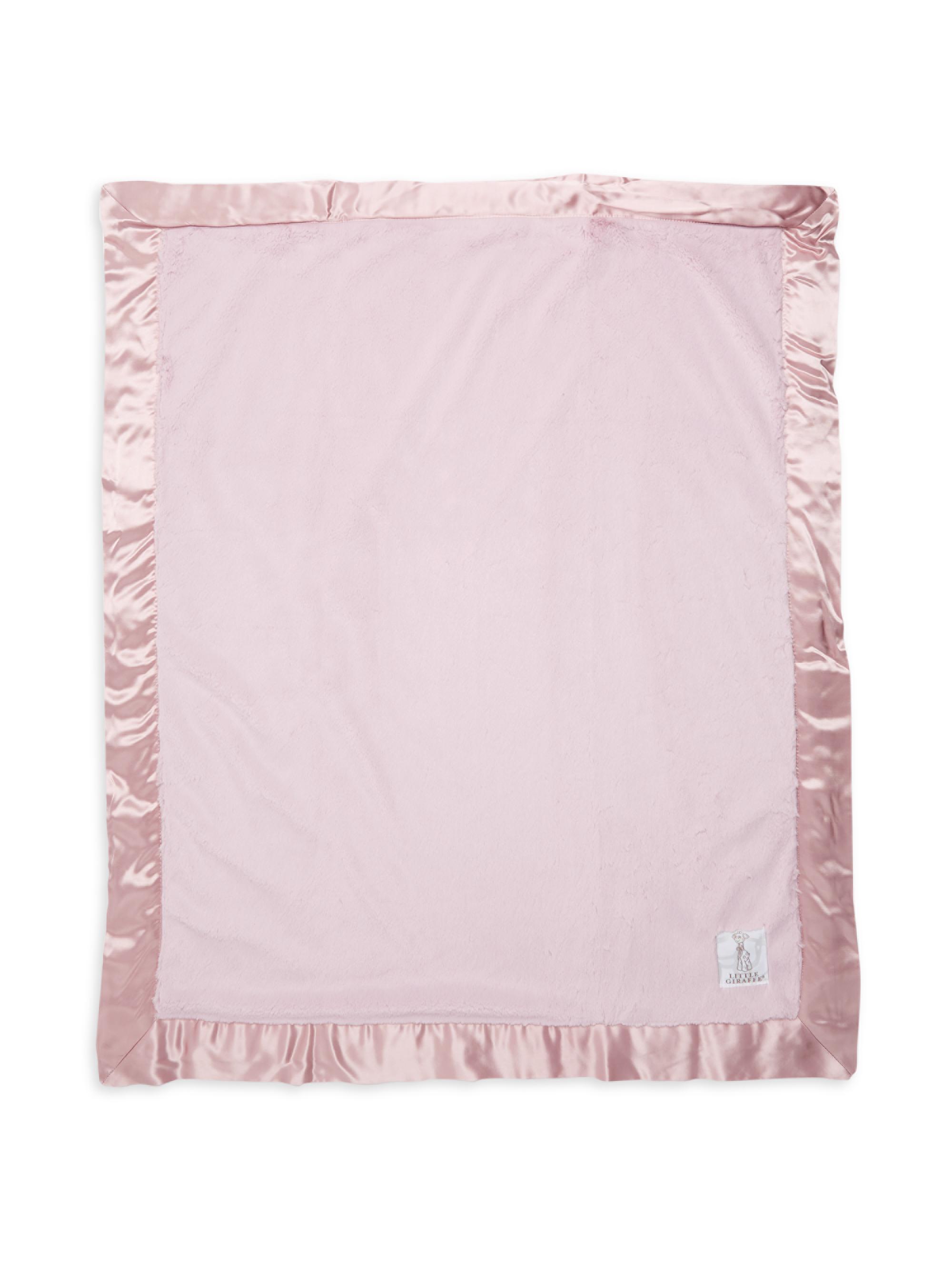 Little Giraffe Satin Trim Blanket - Dusty Pink