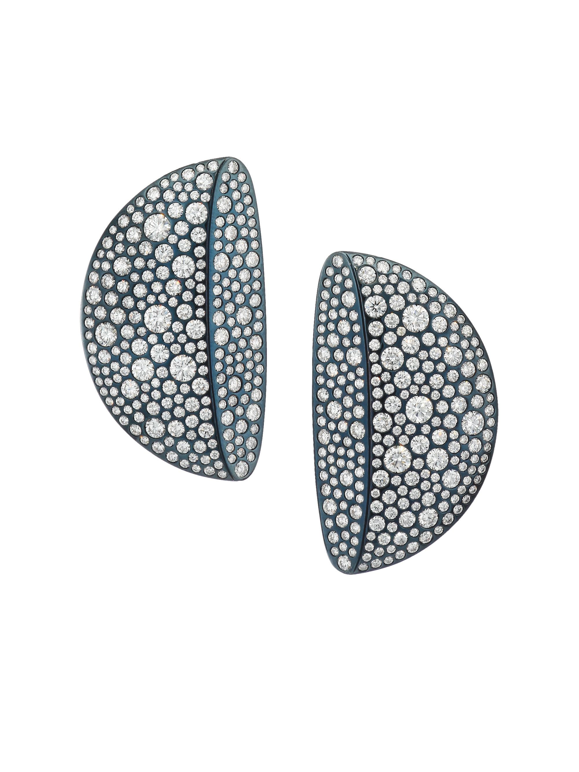 Vhernier Women's Eclisse 18K White Gold & Diamond Clip-On Earrings - Diamond