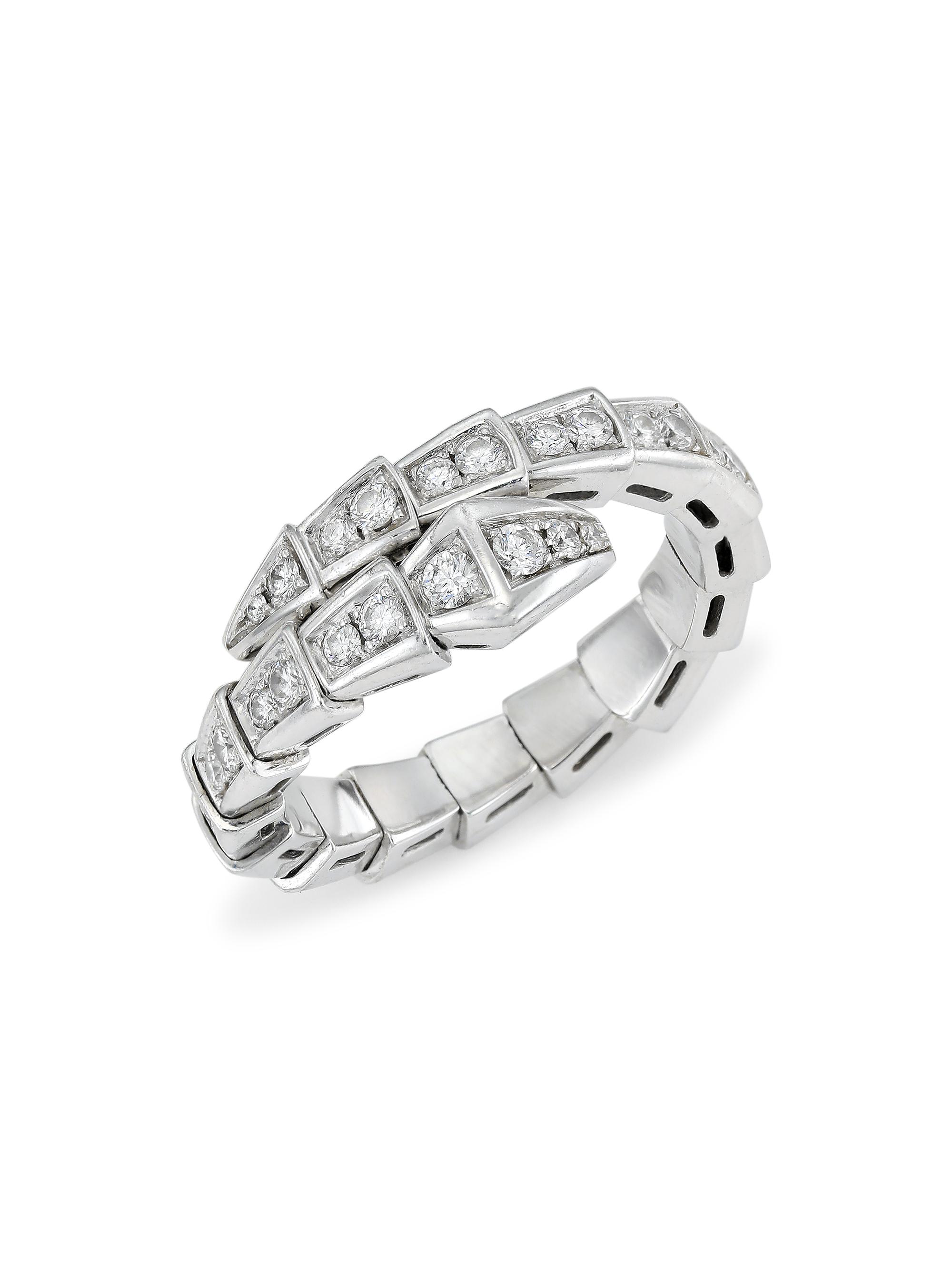 BVLGARI Women's Serpenti Viper 18K White Gold & Diamond Wrap Ring - White Gold