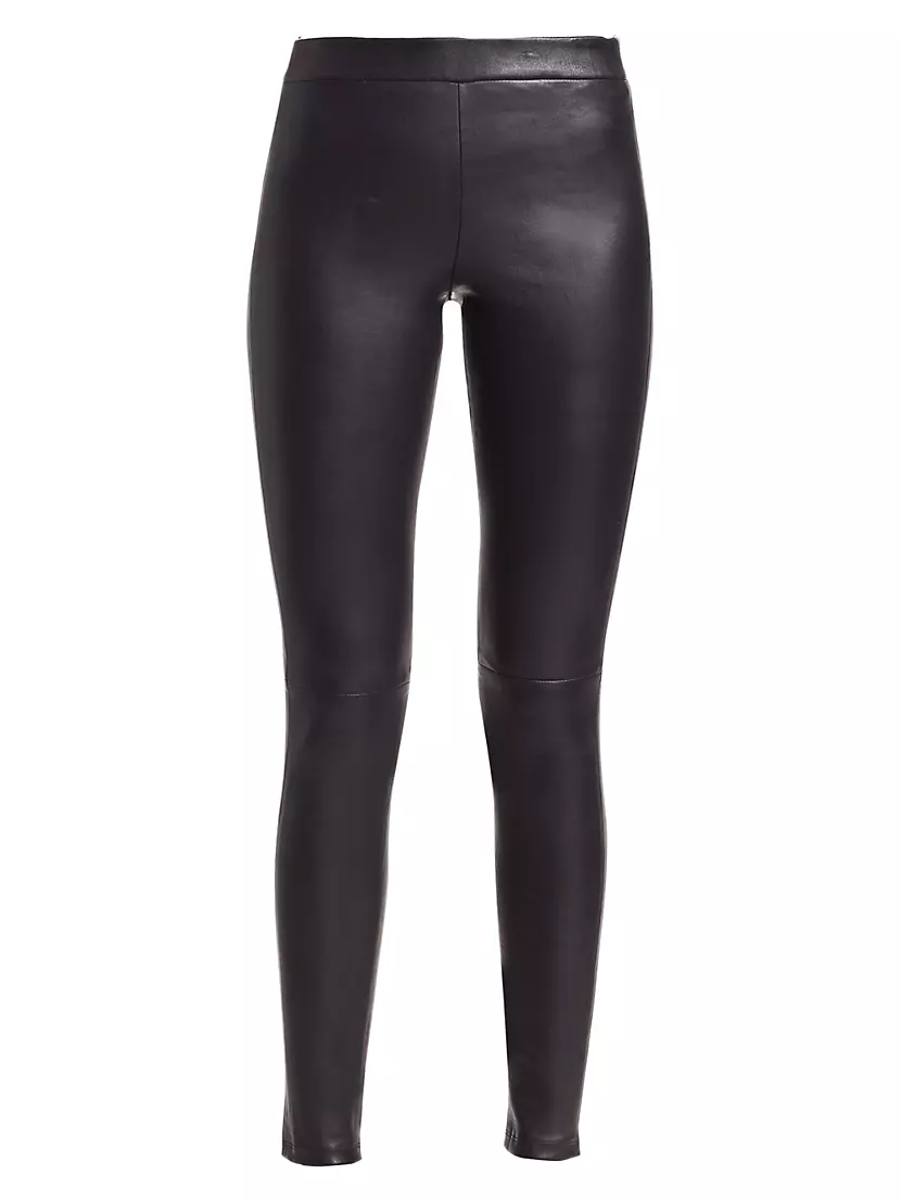 NWT H&M Black Premium Leather Leggings Pants Size 6 Skinny Zippered Leg 