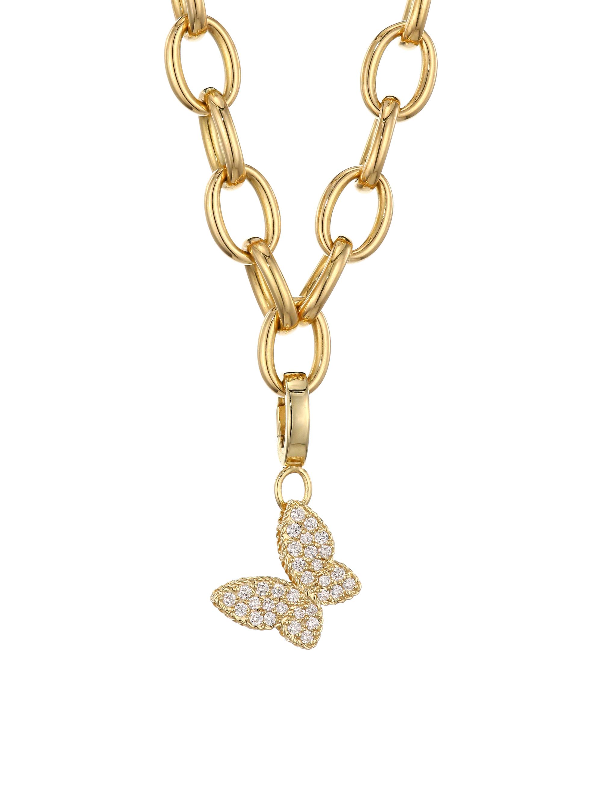 Roberto Coin Women's Princess Charms 18K Yellow Gold & Diamond Butterfly Charm - White Gold
